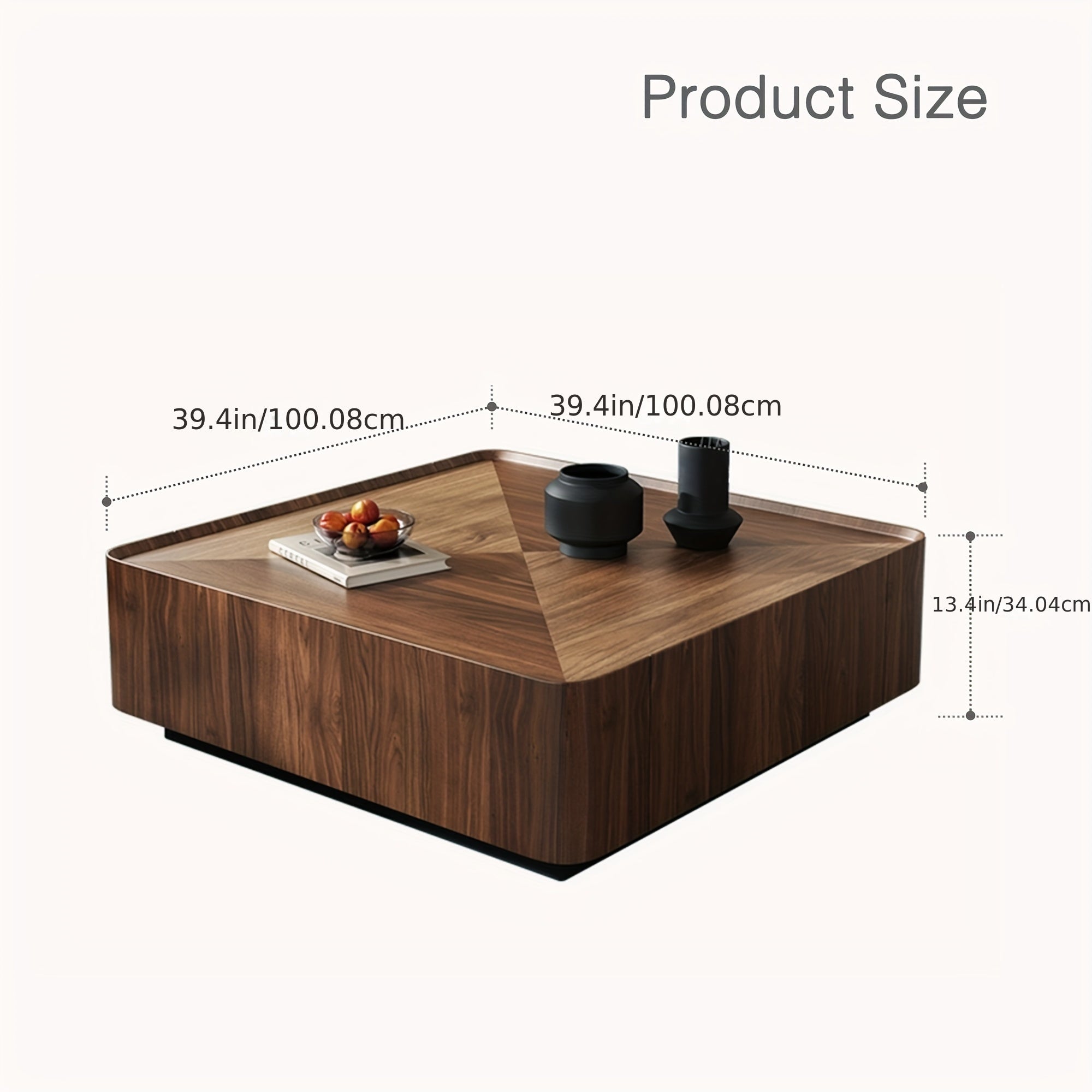 Coffee Table, 1 Piece,, Multi-layer Solid Wood,  Unique Furniture, Simple And Light Luxury, Square, With Storage Cabinet, Suitable For: Living Room, Dining Room, Bedroom, Patio, No Installation Required, Ma