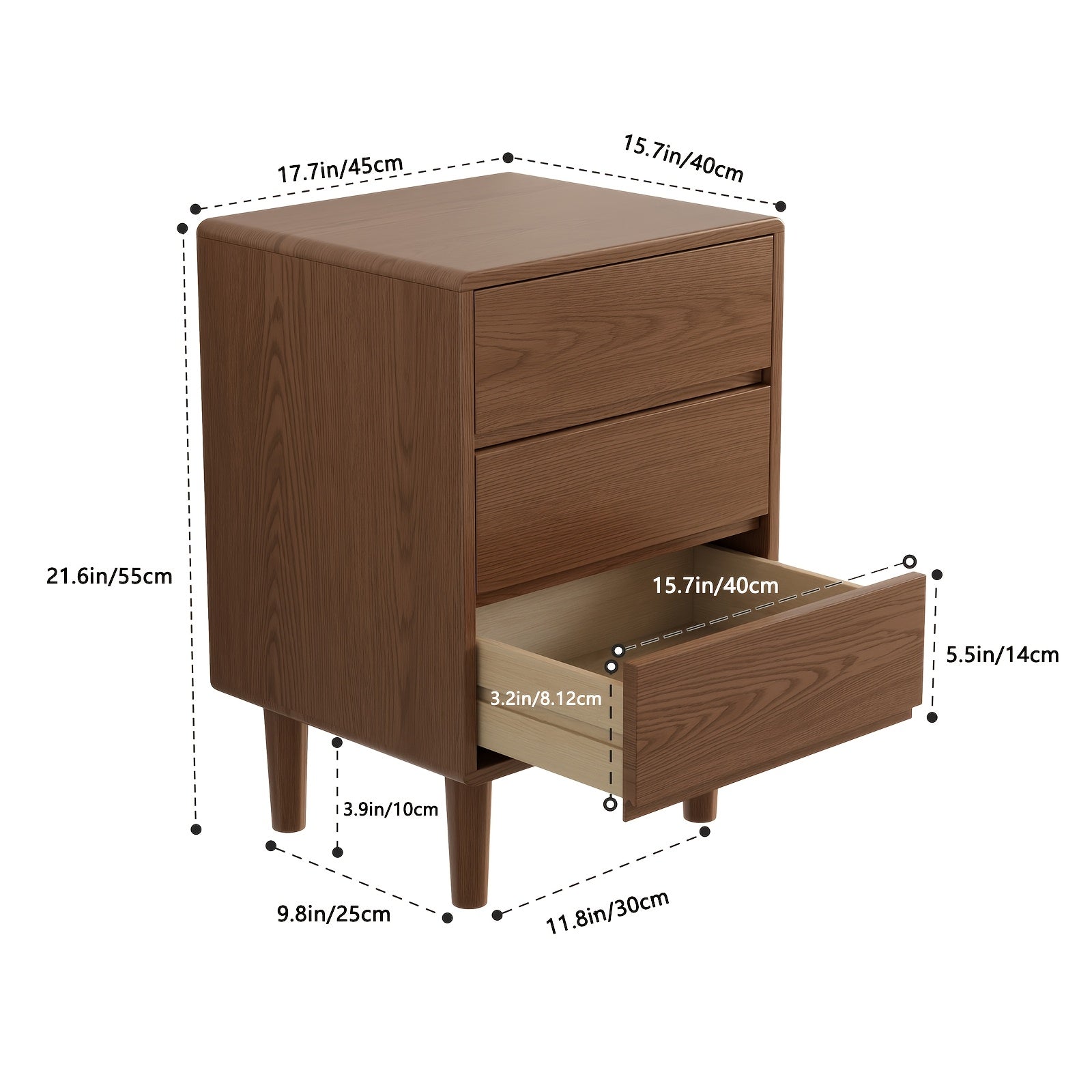 Furniture For Home Solid Wood Nightstand, Nightstand With Drawers, Mid Century Modern Nightstand Small Nightstand For Bedroom, Dorm And Living Room, Walnut Nightstand Free Shipping