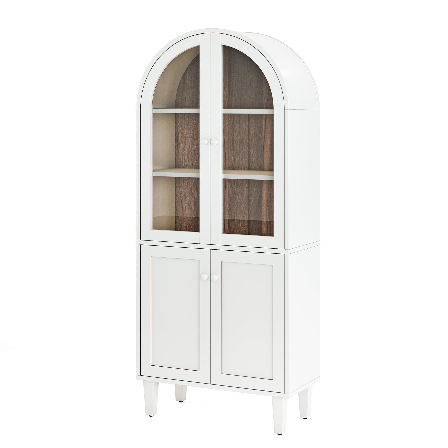 172 cm Bookshelf, 5-Tier Arched Storage Cabinet Display Bookcase