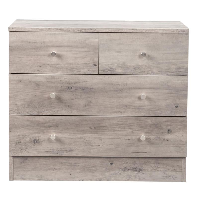 Chic Gray 4-Drawer Dresser - Solid Hardwood Nightstand with Storage, Perfect for Bedroom & Living Room, Simple