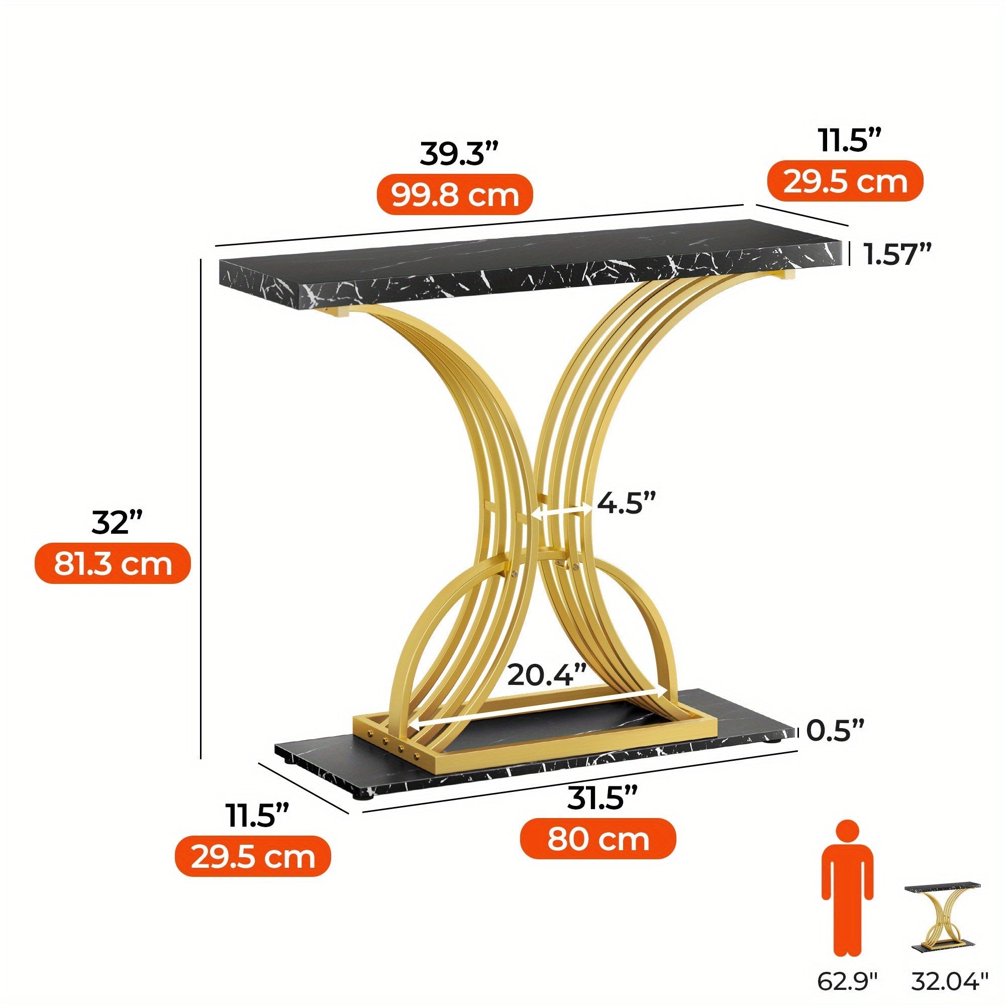 Modern Faux Marble Accent Console Table with Gold Metal Legs for Entryway Sofa - Perfect Halloween and Christmas Gift