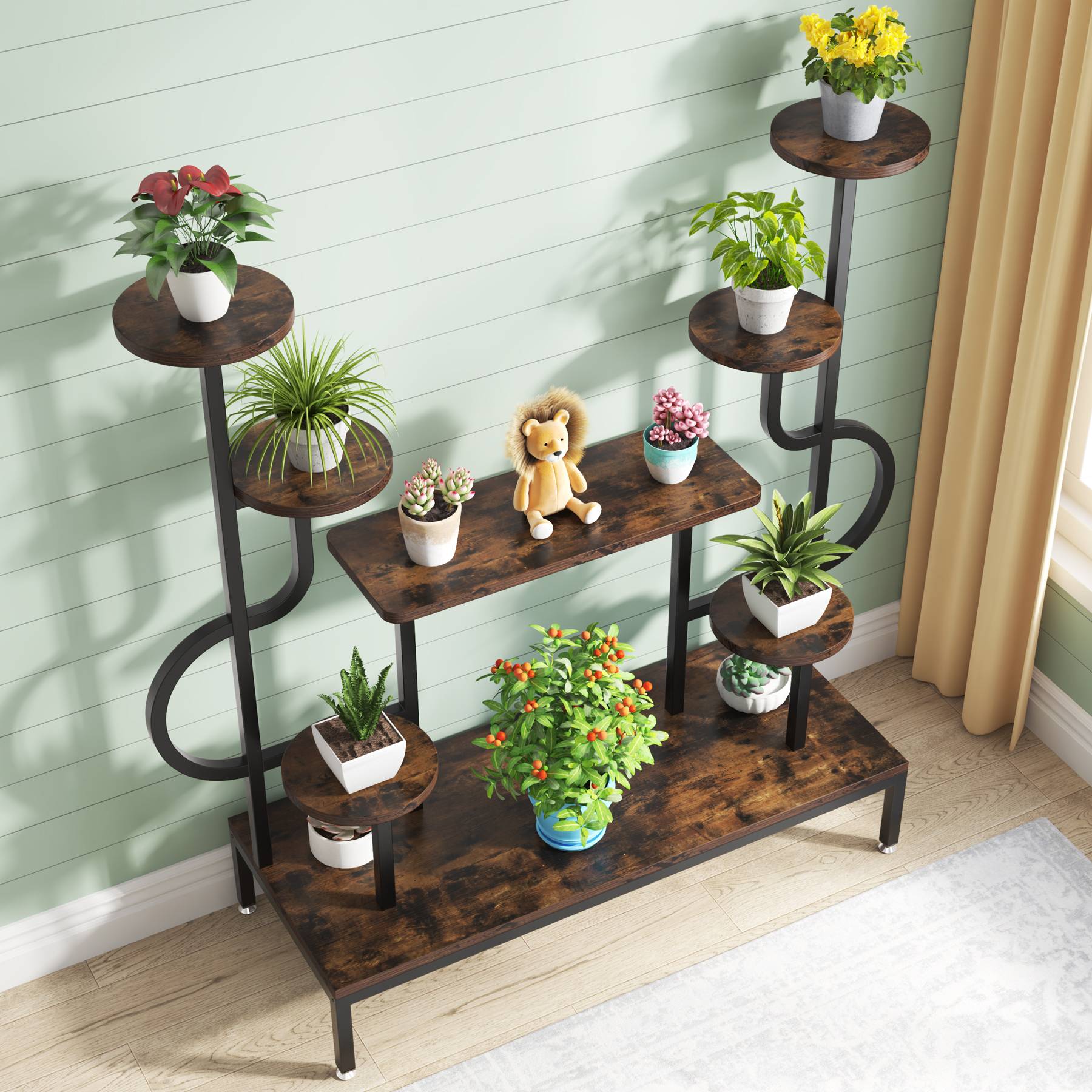 8-Tier Plant Stand, Wood Potted Ladder Holder Flower Rack Shelves (Approx. 20 cm per tier)