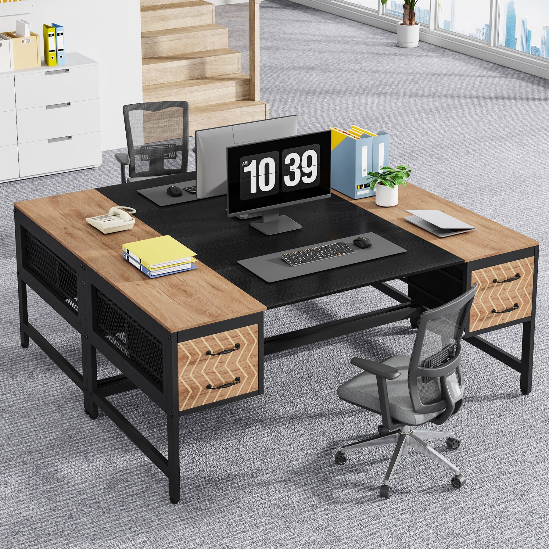 160 cm Computer Desk Executive Desk Writing Table with 4 Storage Drawers