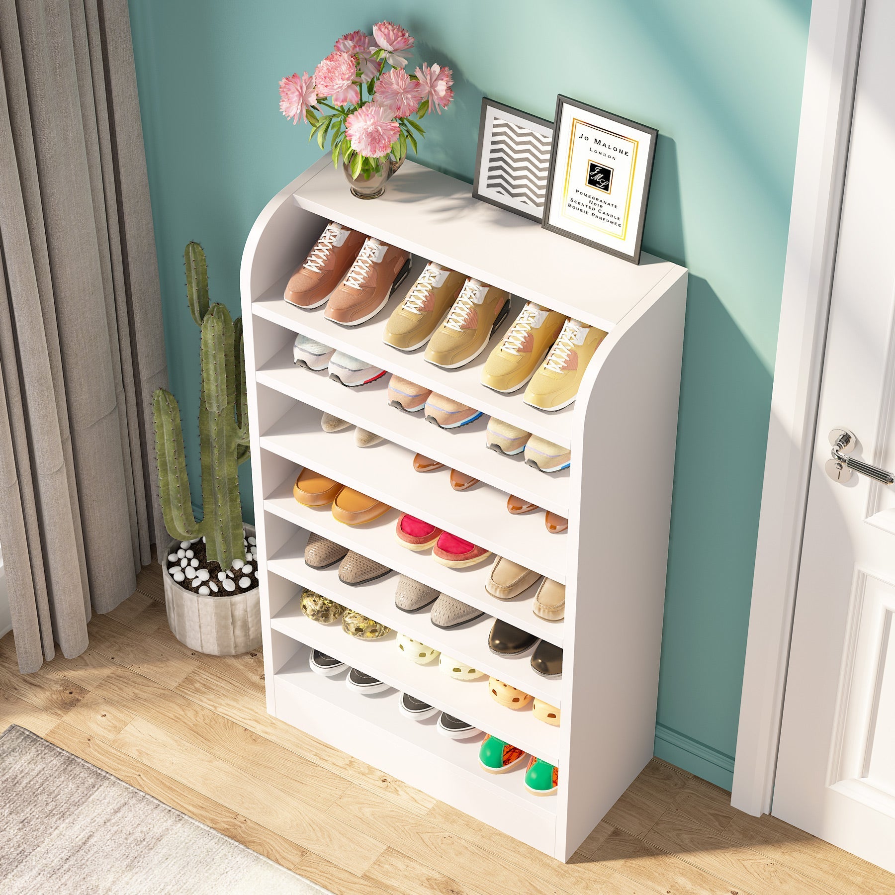 8-Tier Shoe Rack, Wooden Shoe Shelf Shoe Storage Cabinet (Approx. 203 cm)