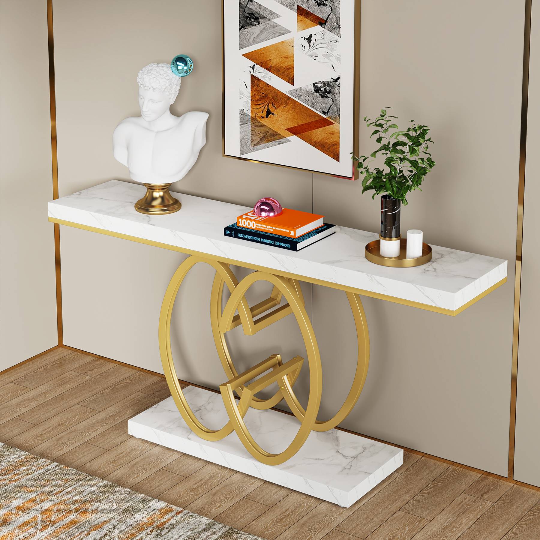 140 cm Narrow Console Table, Modern Sofa Accent Table for Hallway