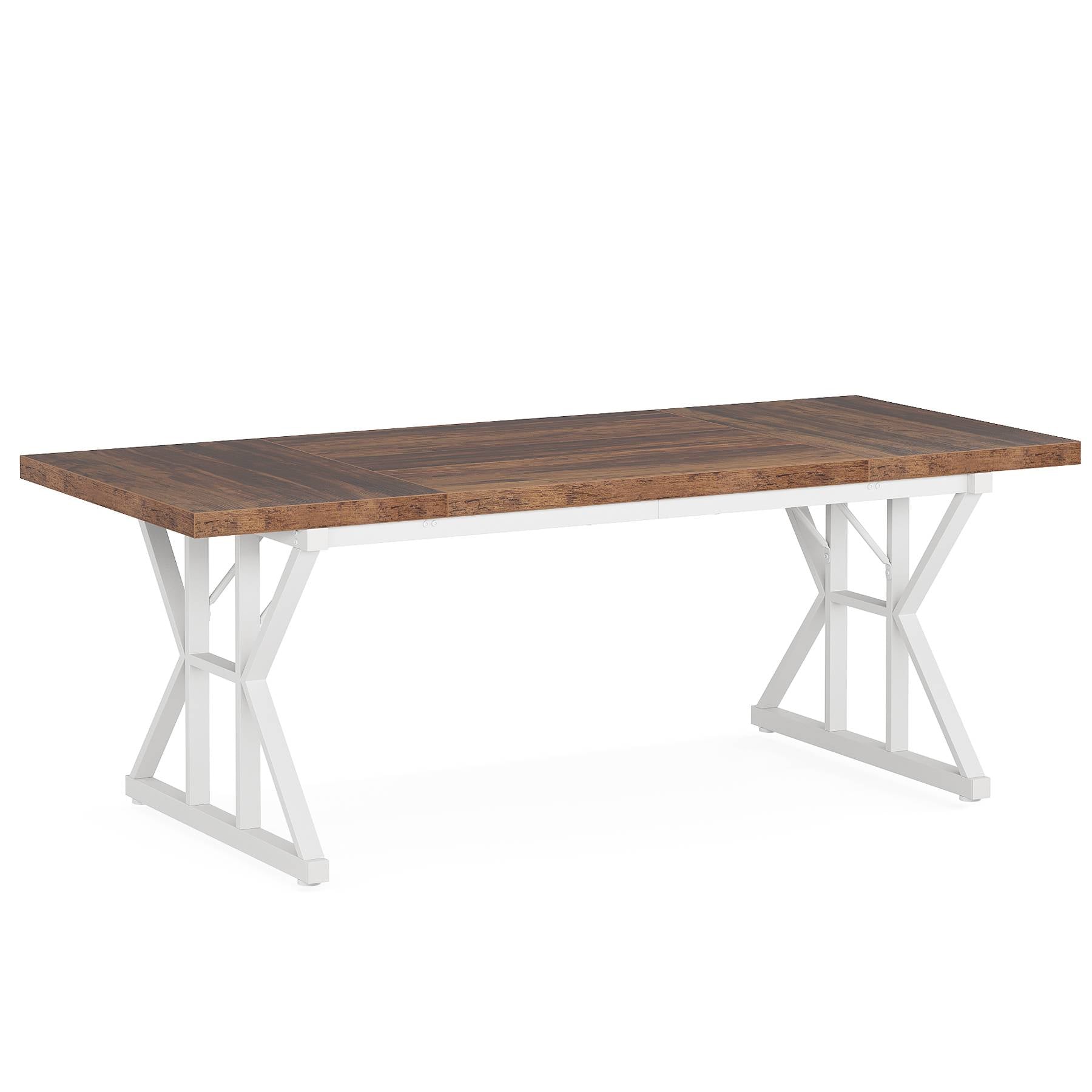 Wood Dining Table, Farmhouse 180 cm Kitchen Table for 6 People