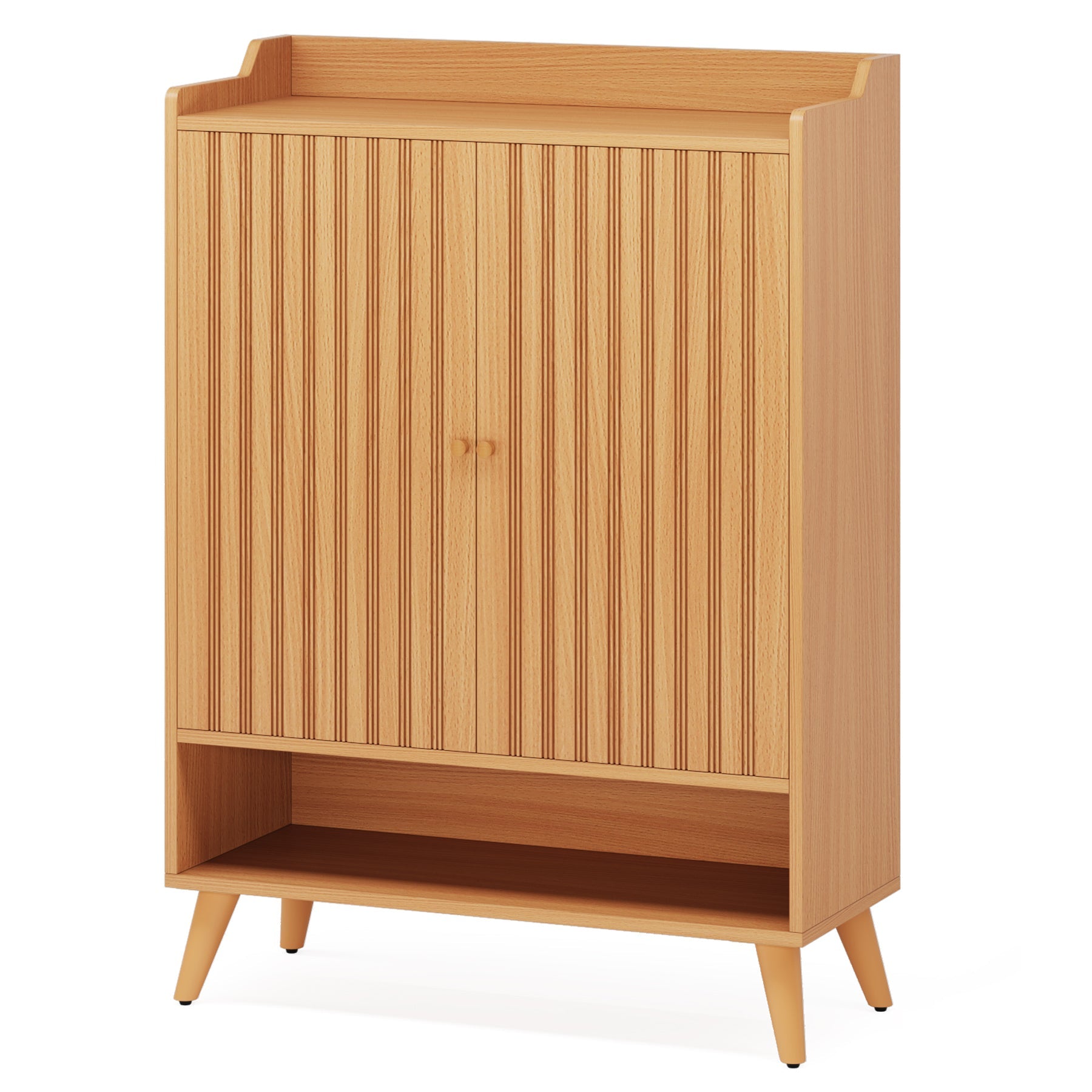 Wooden Shoe Cabinet with Adjustable Shelves and Open Shelf (cm)