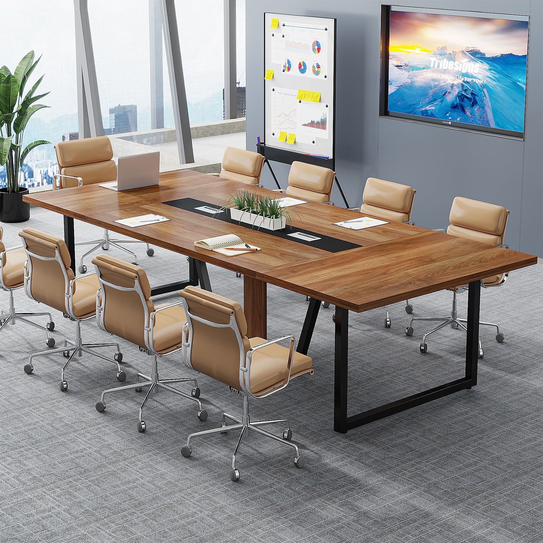 240 cm Conference Table, 240 cm Large Meeting Table for 10 People