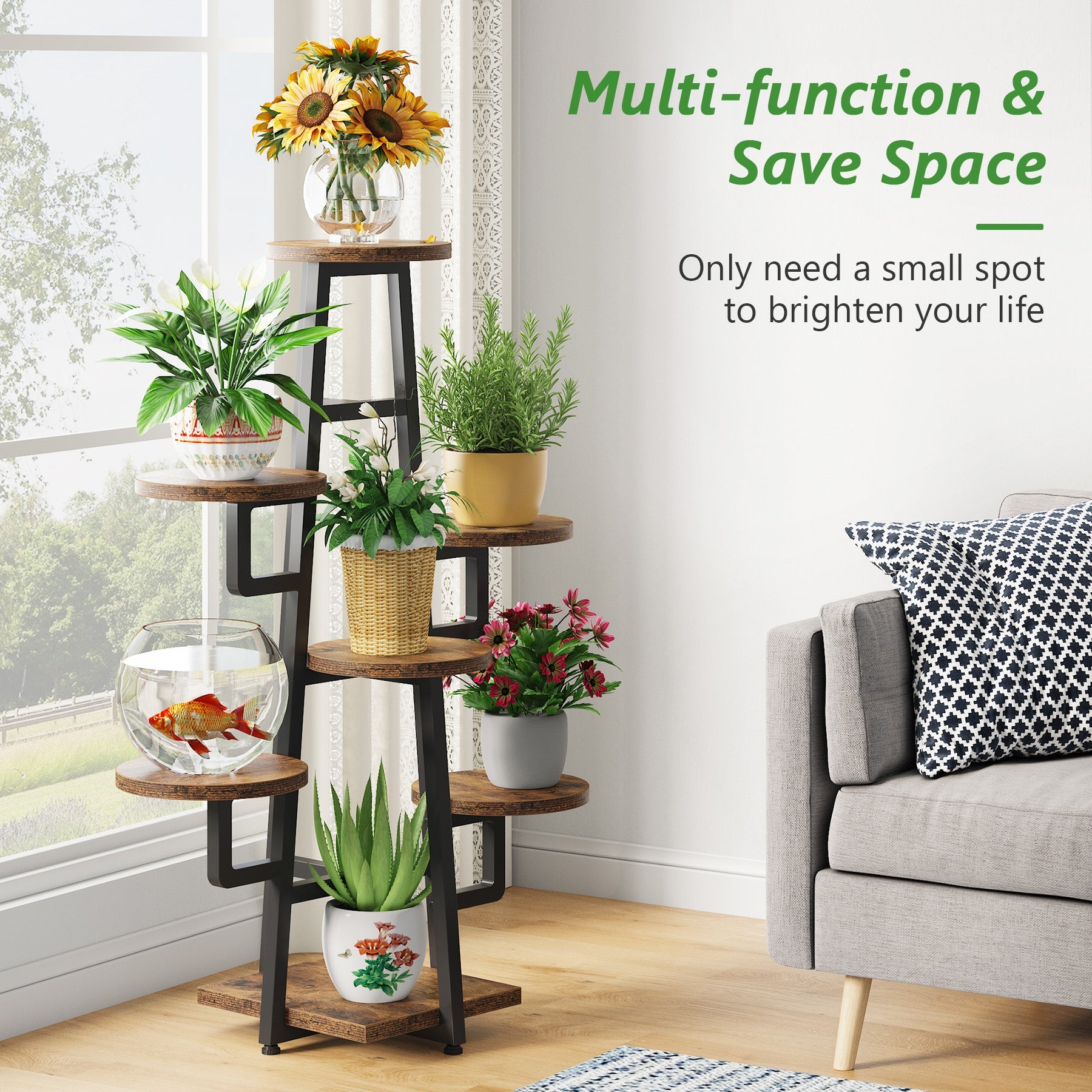 7-Tier Plant Stand, 110 cm Plant Pots Holder Rack Flower Stand