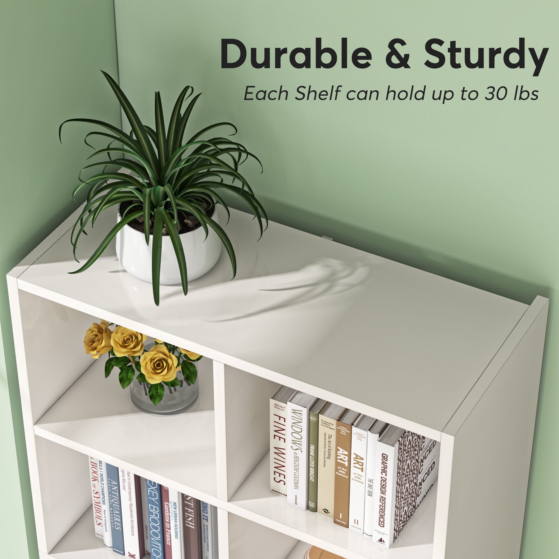 180 cm Bookcase, Modern Bookshelf with 12 Cube Storage