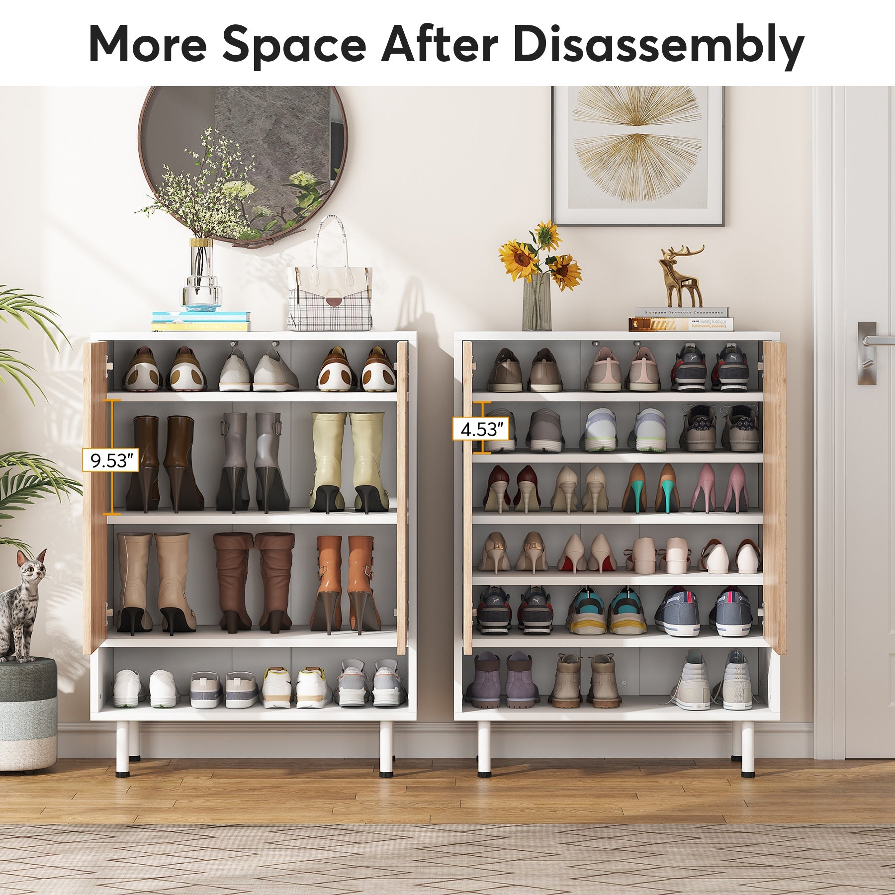 45.7 cm Shoe Cabinet, 6-Tier Shoe Rack Organizer Cabinet with Door