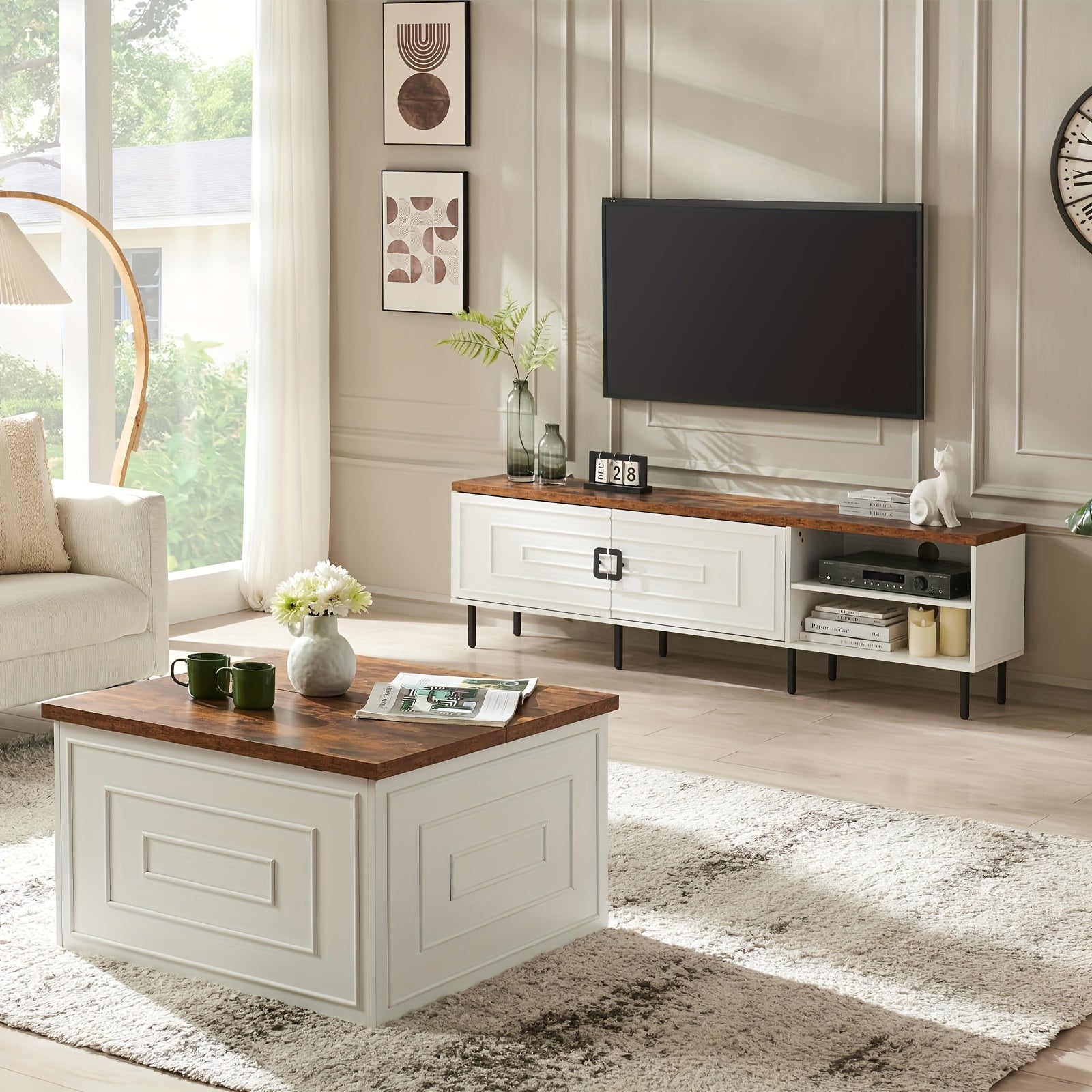 White TV Stands For Living Room, 178cm Farmhouse TV Stand For 50/60/70/80 Inch TV, Gaming TV Console Table With Media Storage For Gaming Room, Modern Entertainment Center For Bedroom.