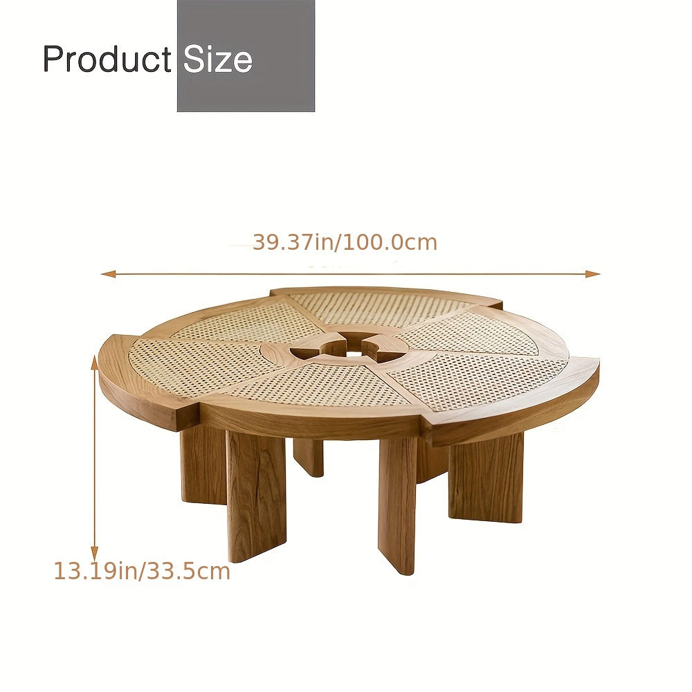 102cm Solid Wood Coffee Table - Unique, Irregular Shape | Waterproof, Perfect for Living Room, Dining, Bedroom, Patio | Natural Wood Finish