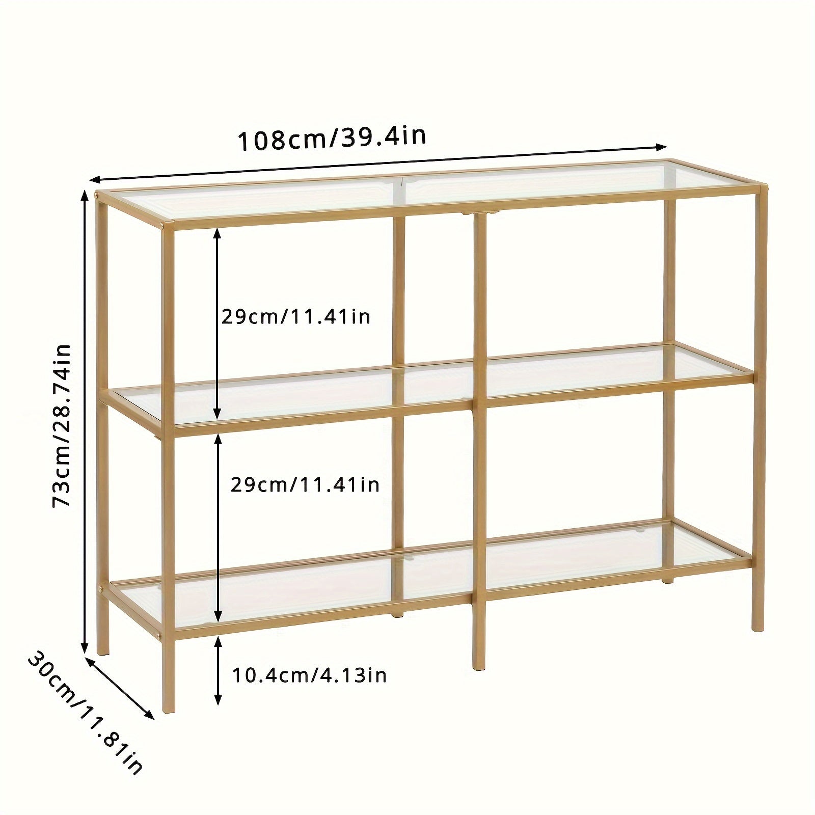 100 cm Console Table, Tempered Glass Sofa Table, Modern Entryway Table, Metal Frame, Easy to Assemble, for Living Room, Hallway