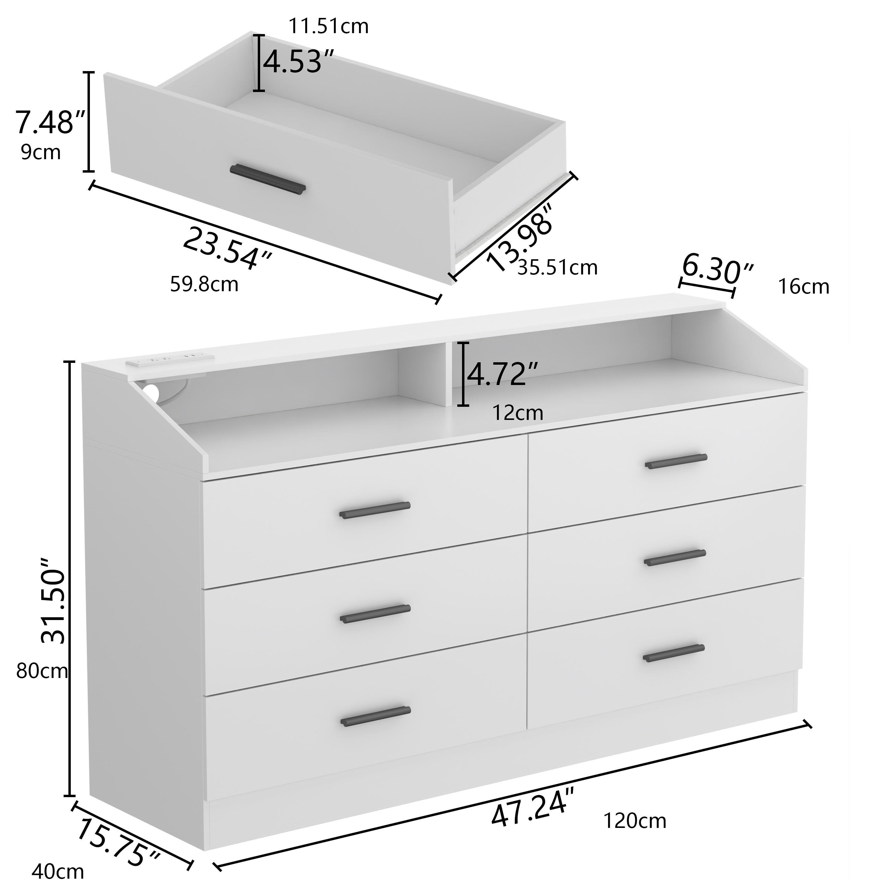 White/ Black Dresser For Bedroom, 9 Drawers Dresser With Power Outlet, Chest Of Drawers For Closet, Modern Dresser With Open Storage Cubby, Drawer Dresser Organizer For Bedroom, Living Room, Entryway, Hallway