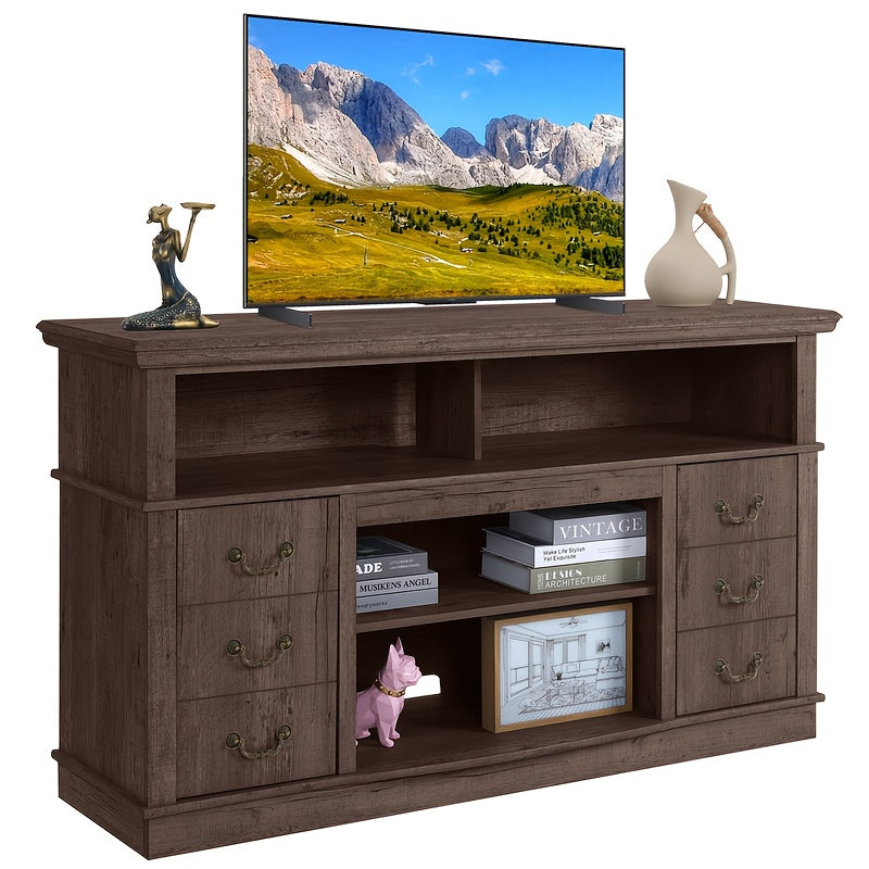 Farmhouse TV Stand For 152cm TV, Entertainment Center With Storage, Modern Media TV Console TV Stands For Living Room Bedroom (Coffee)