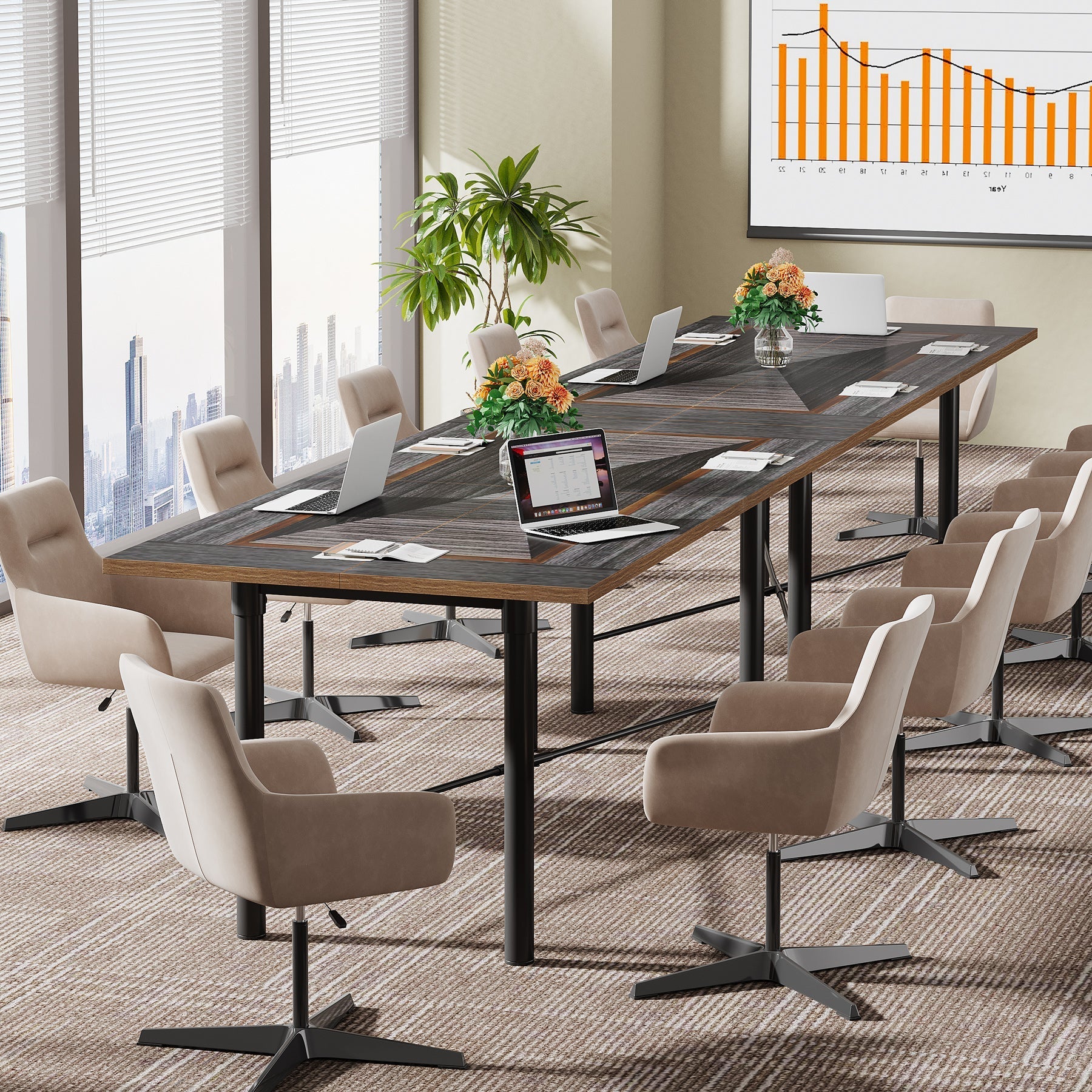 183CM Conference Table, Modern Meeting Table Training Boardroom Table