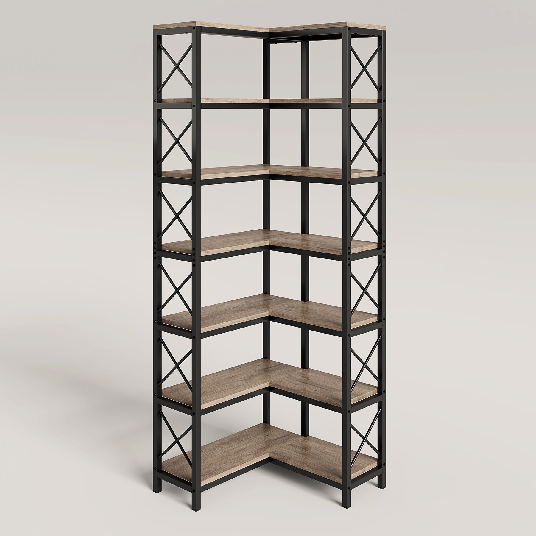 7-Tier Corner Bookshelf Corner Bookcase Storage Display Rack - 178 cm