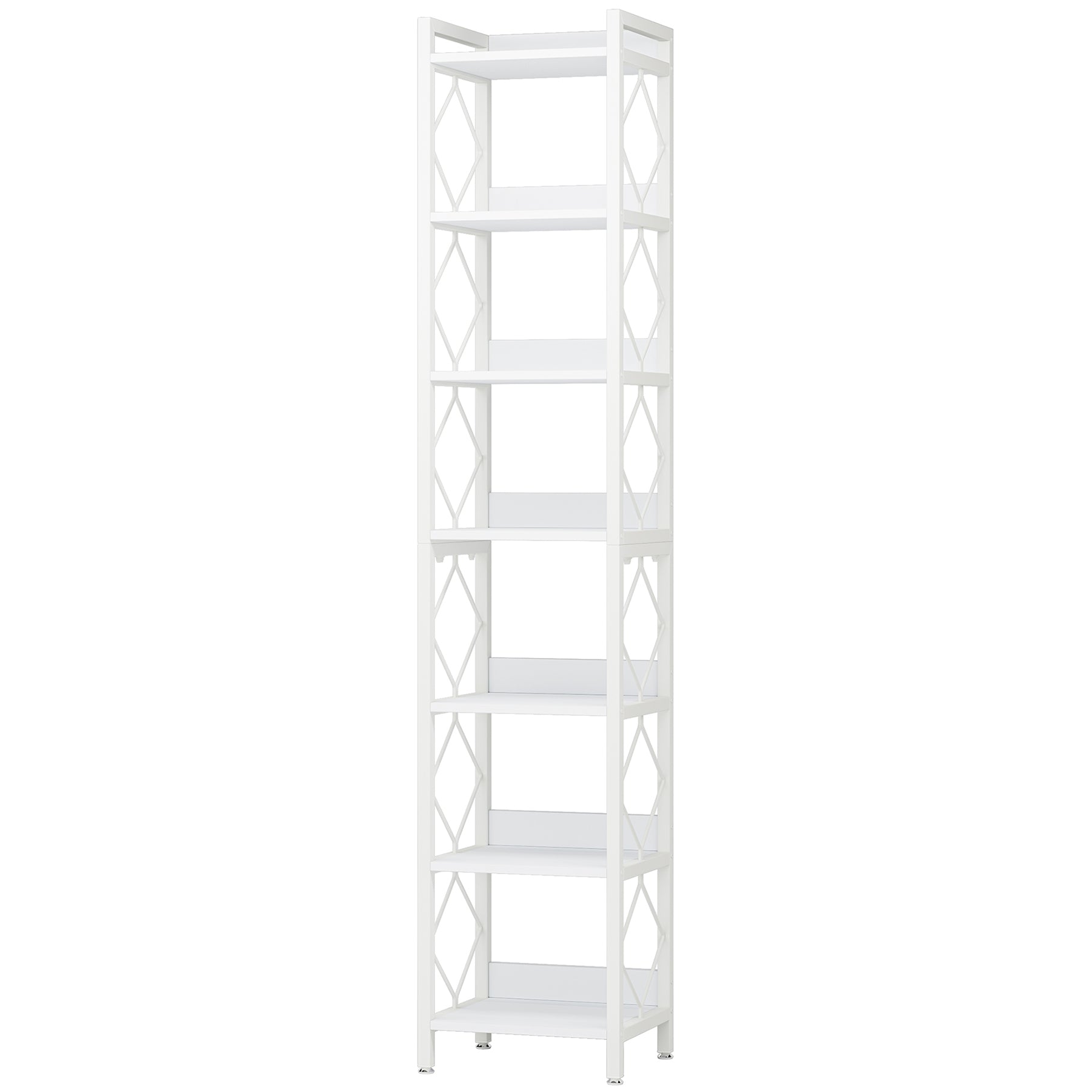 7-Tier Corner Shelf, 200 cm Narrow Bookshelf Corner Bookcase