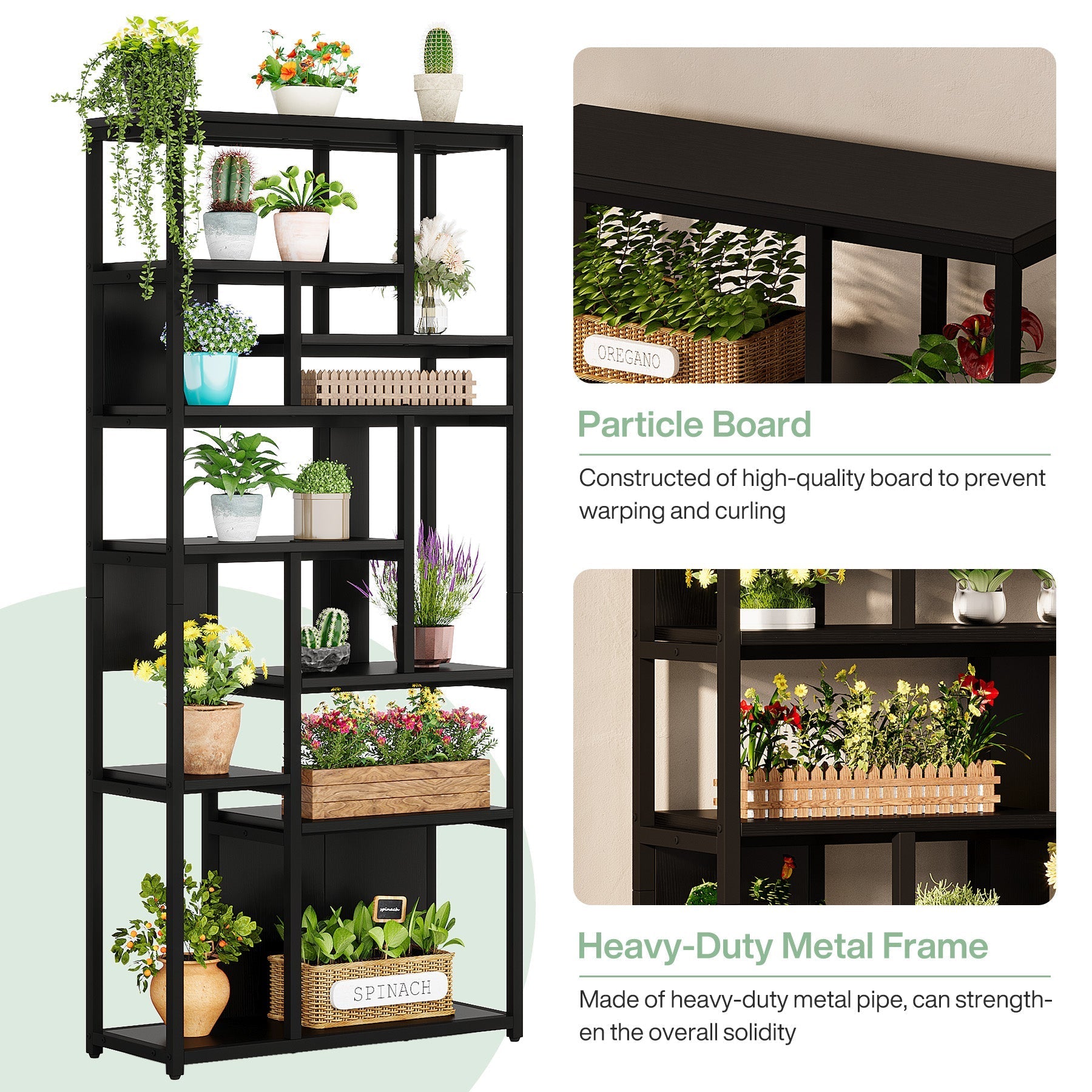 7-Tier Plant Stand, 180 cm Plant Shelf Etagere Display Rack