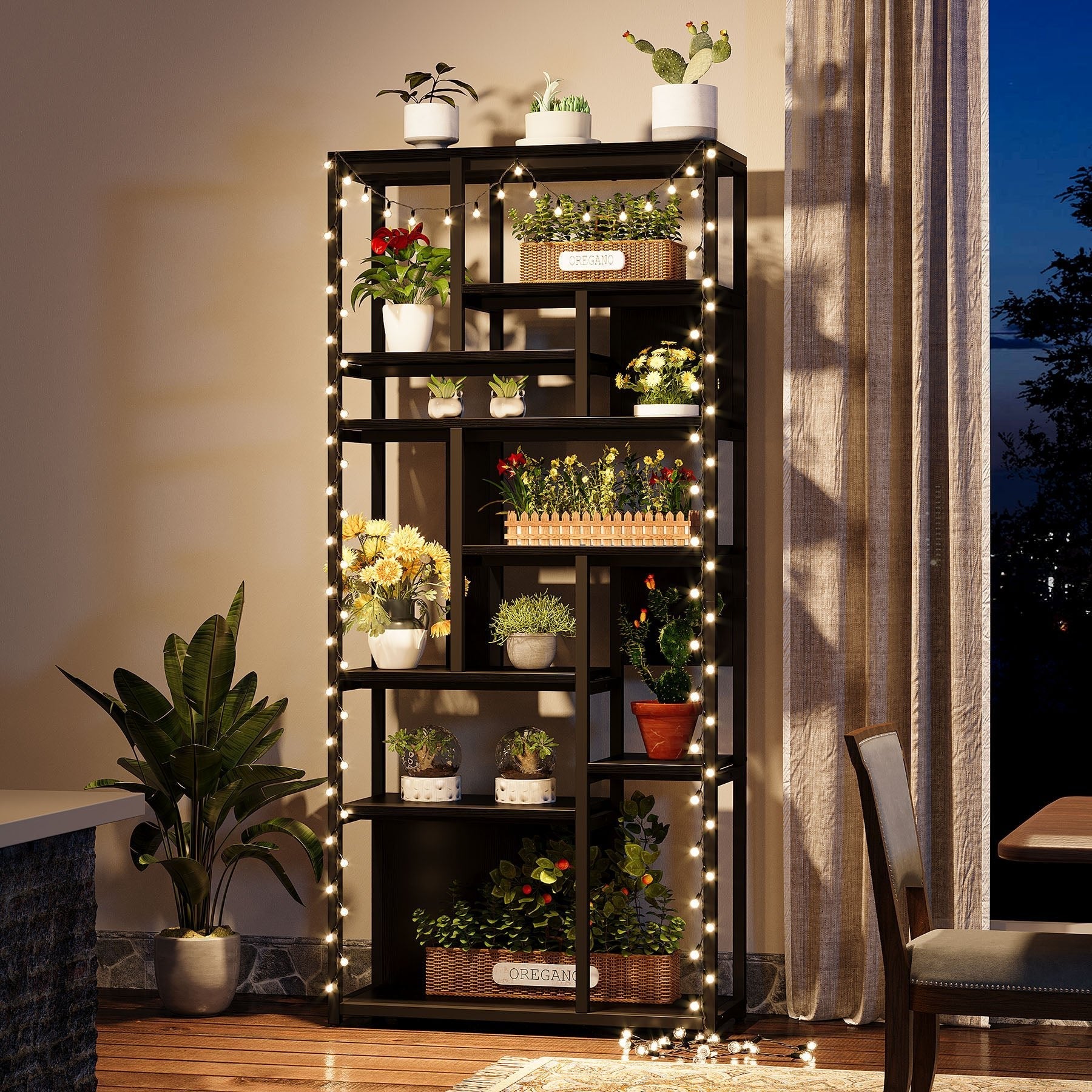 7-Tier Plant Stand, 180 cm Plant Shelf Etagere Display Rack