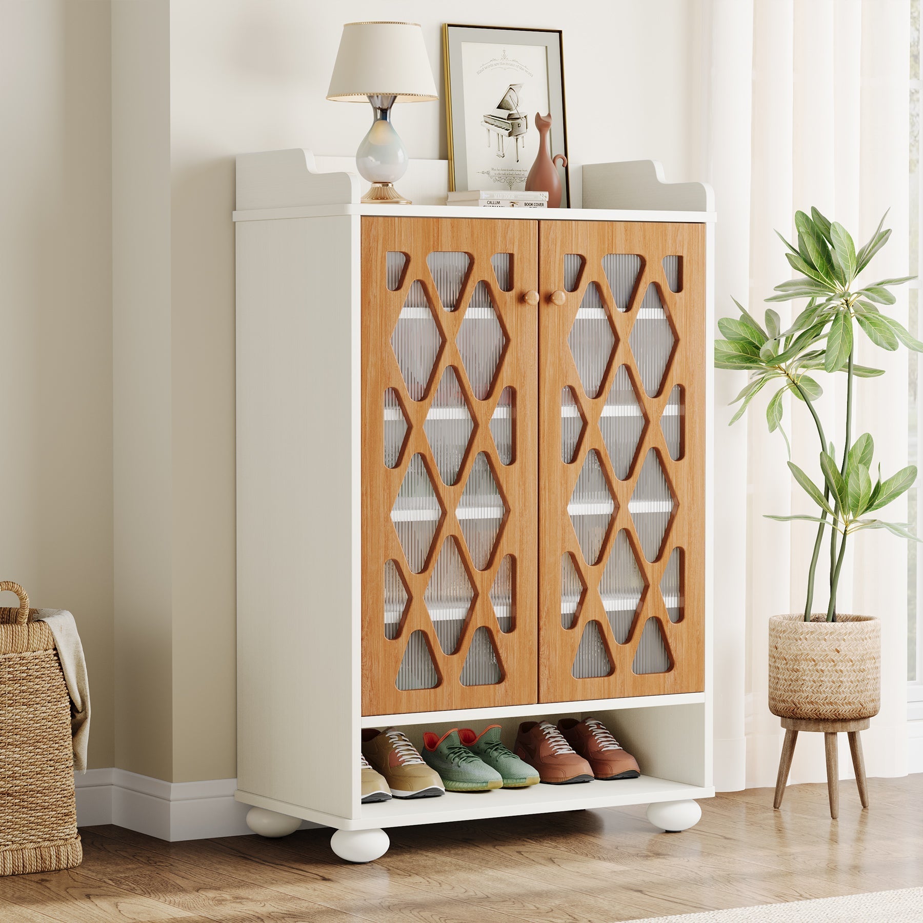 7-Tier Shoe Cabinet, Modern Wood Shoe Rack with Adjustable Shelves (Approx. 178 cm)