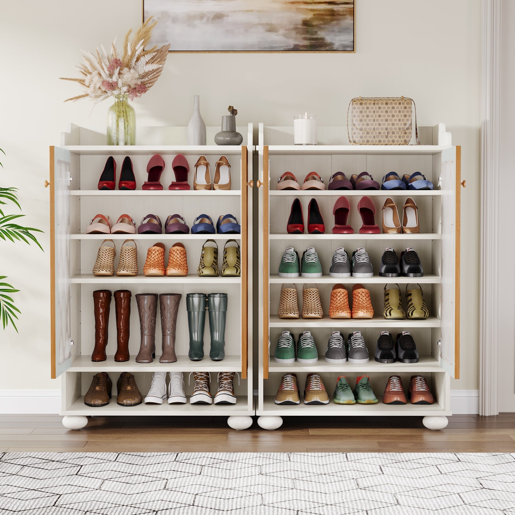 7-Tier Shoe Cabinet, Modern Wood Shoe Rack with Adjustable Shelves (Approx. 178 cm)