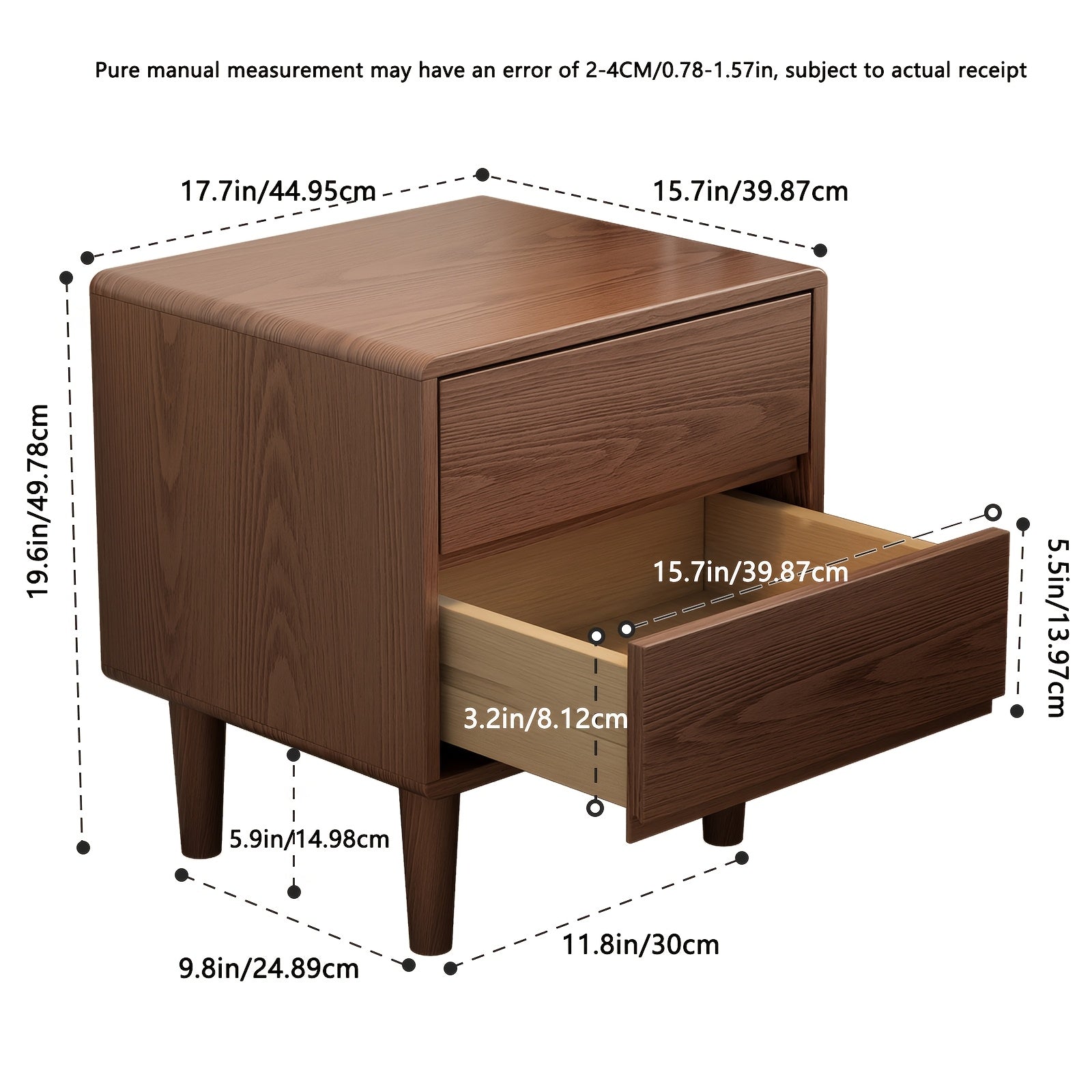 Furniture For Home Solid Wood Nightstand, Nightstand With Drawers, Mid Century Modern Nightstand Small Nightstand For Bedroom, Dorm And Living Room, Walnut Nightstand Free Shipping