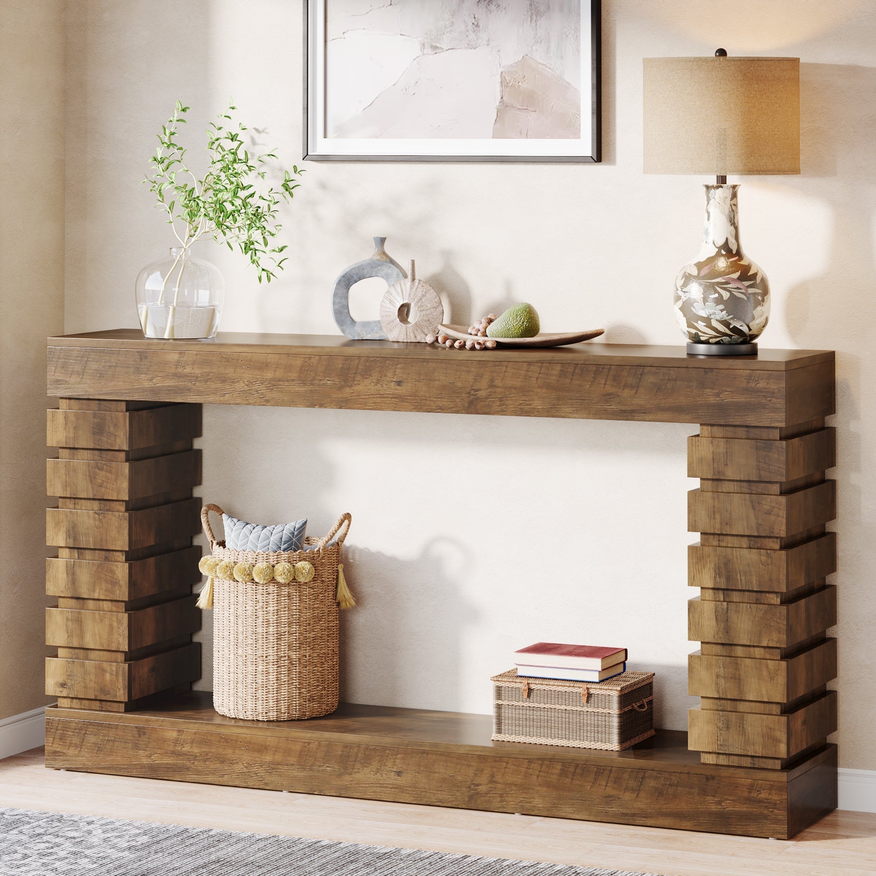 180 cm Console Table, Wood Rectangular Sofa Table