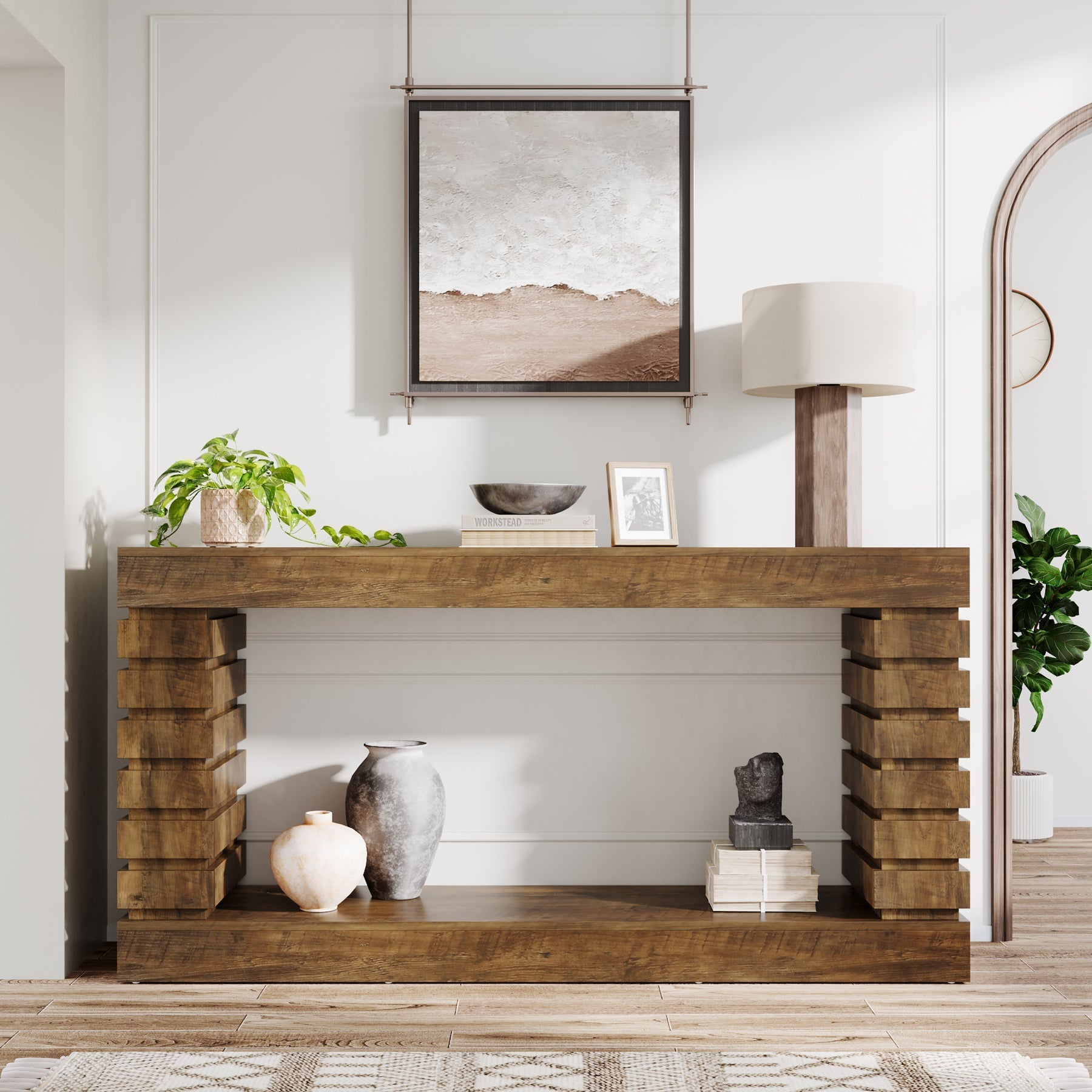 180 cm Console Table, Wood Rectangular Sofa Table