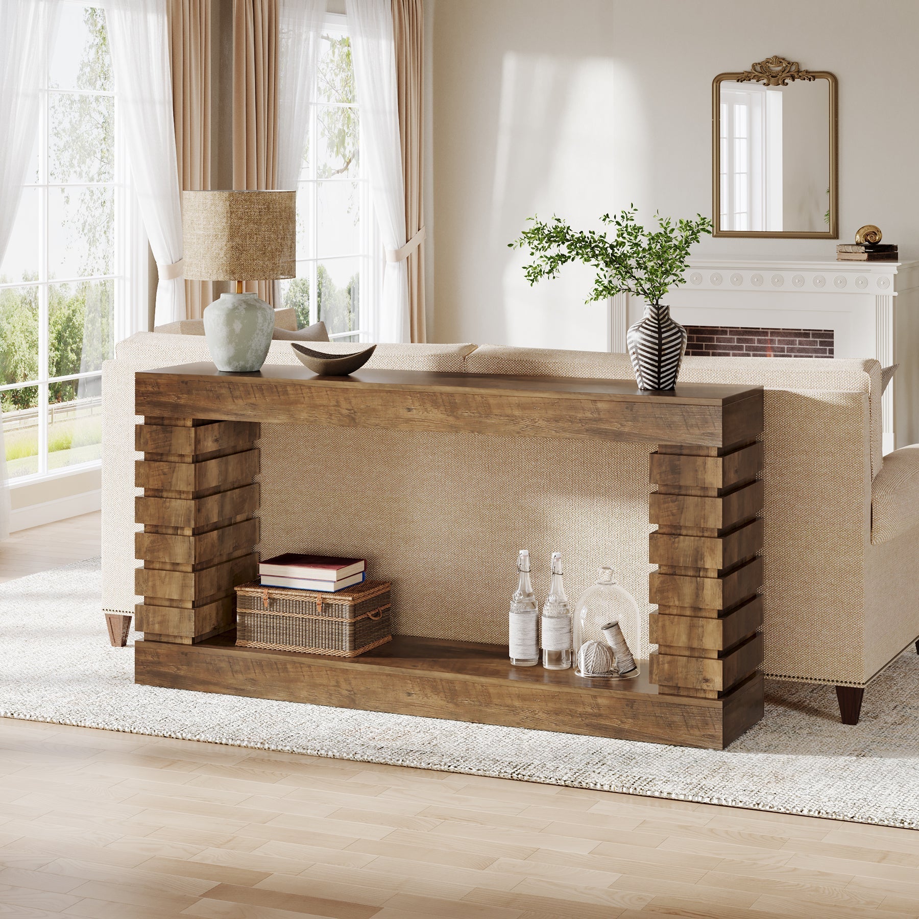 180 cm Console Table, Wood Rectangular Sofa Table