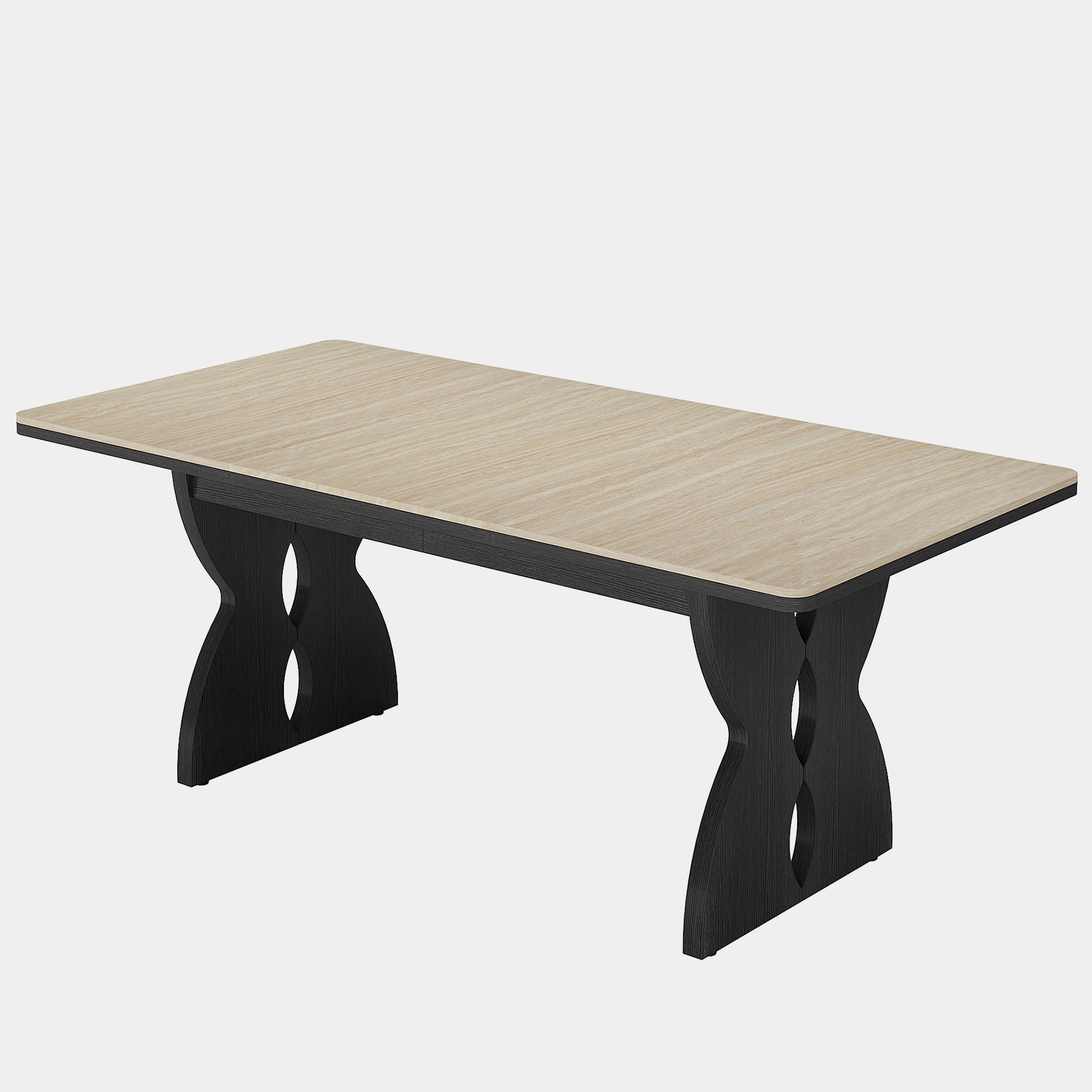 180 cm Dining Table, Farmhouse Kitchen Dinner Table for 6-8