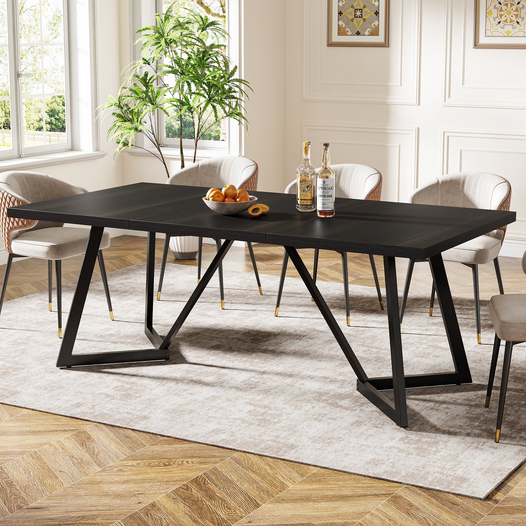 180 cm Dining Table, Modern Rectangular Kitchen Table for 6-8