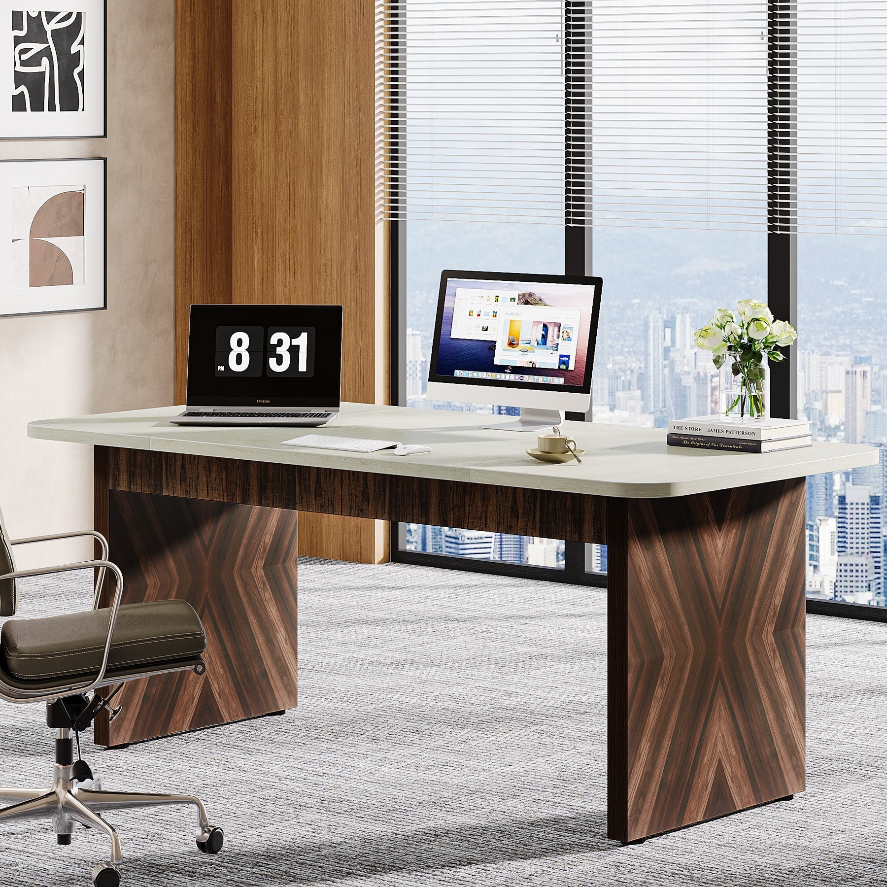 180 cm Executive Desk, Wood Computer Office Desk Conference Table