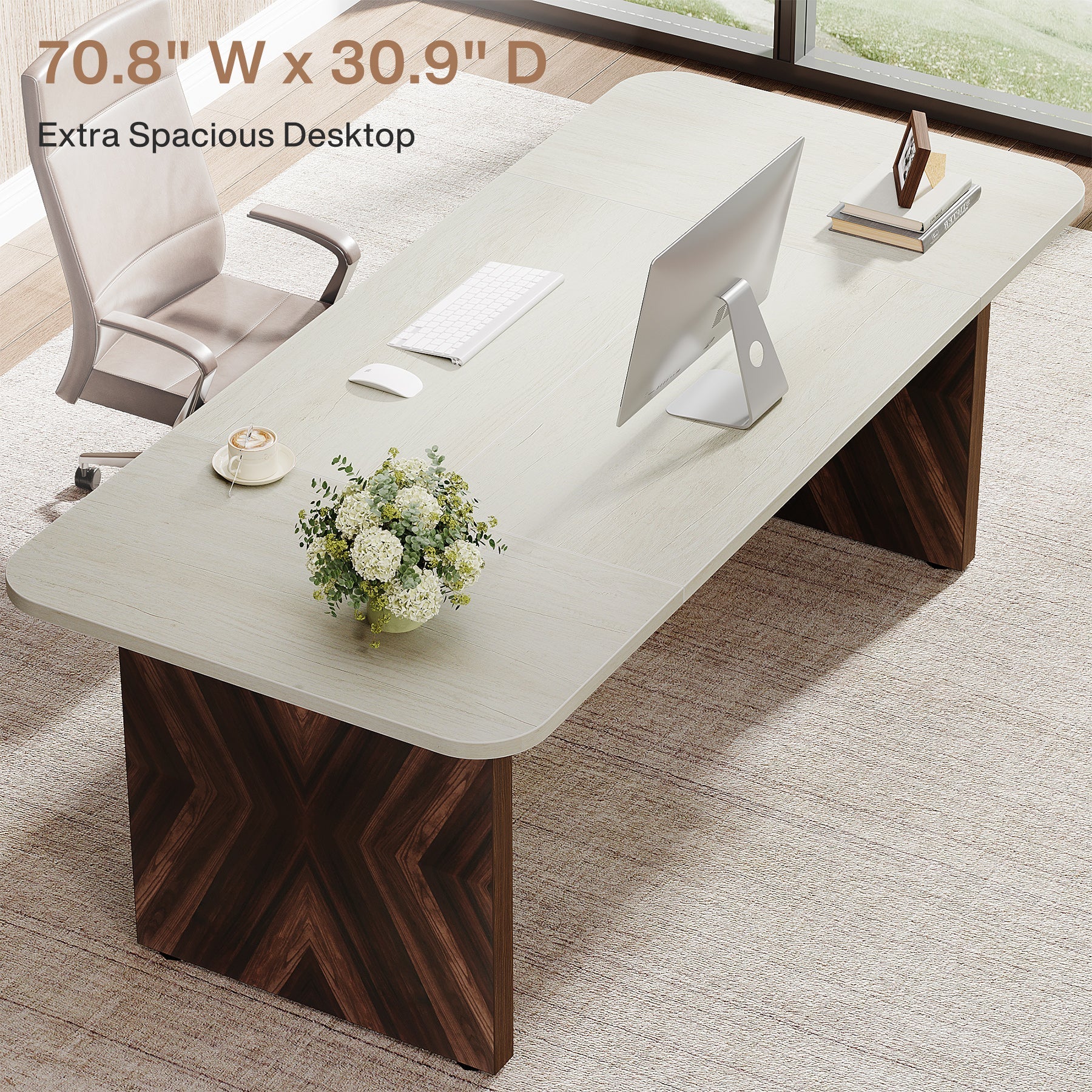 180 cm Executive Desk, Wood Computer Office Desk Conference Table