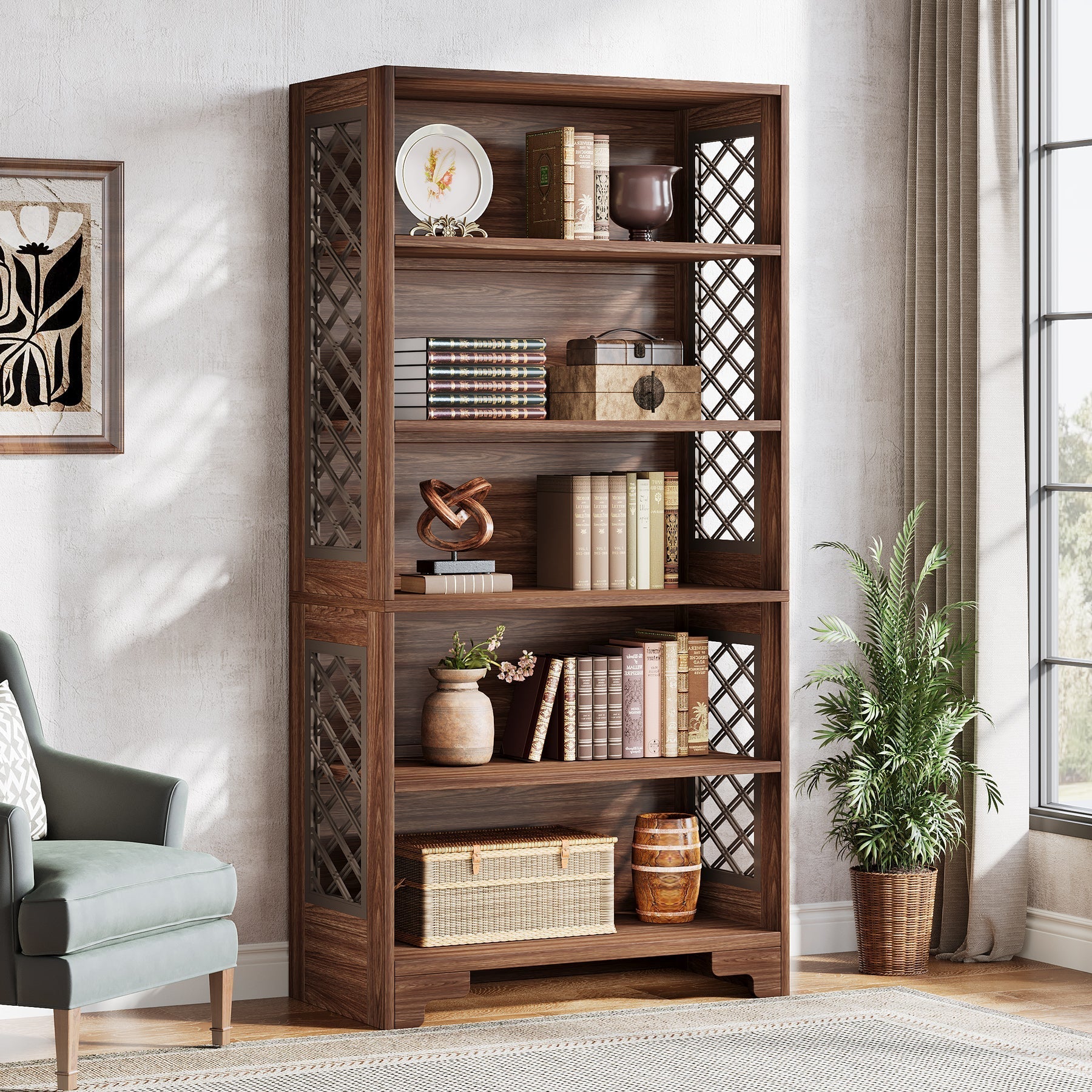 180 cm Freestanding Bookshelf, 6-Tier Bookcase Display Rack Storage Shelves