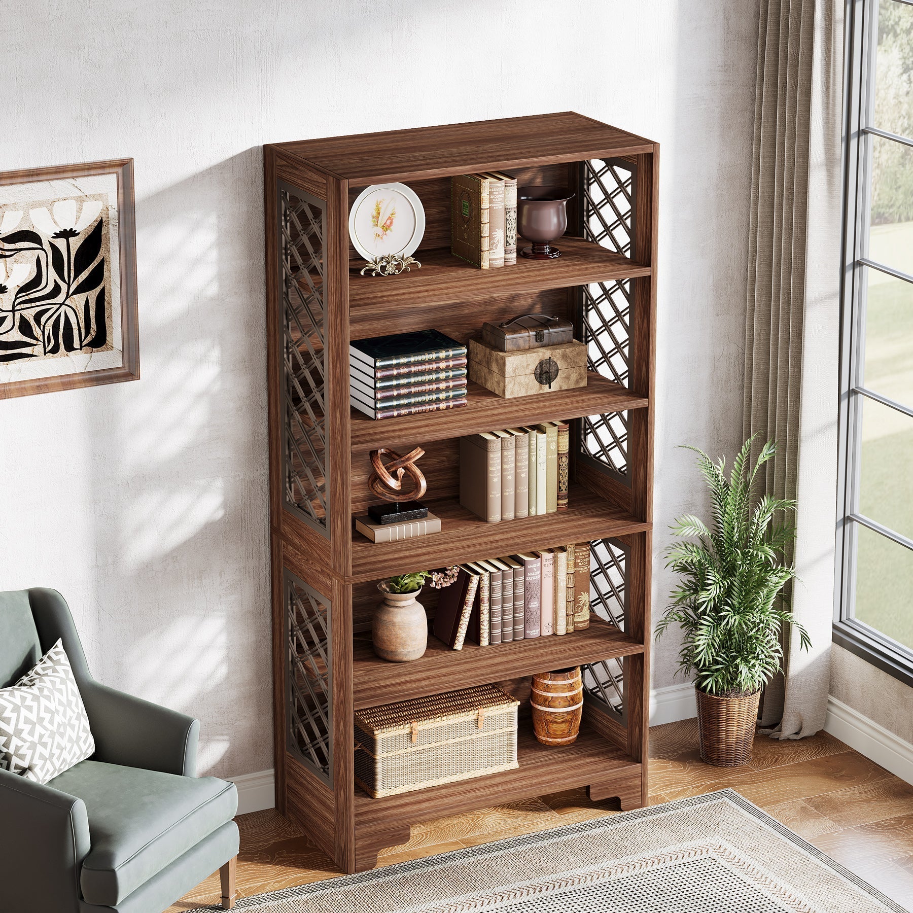 180 cm Freestanding Bookshelf, 6-Tier Bookcase Display Rack Storage Shelves