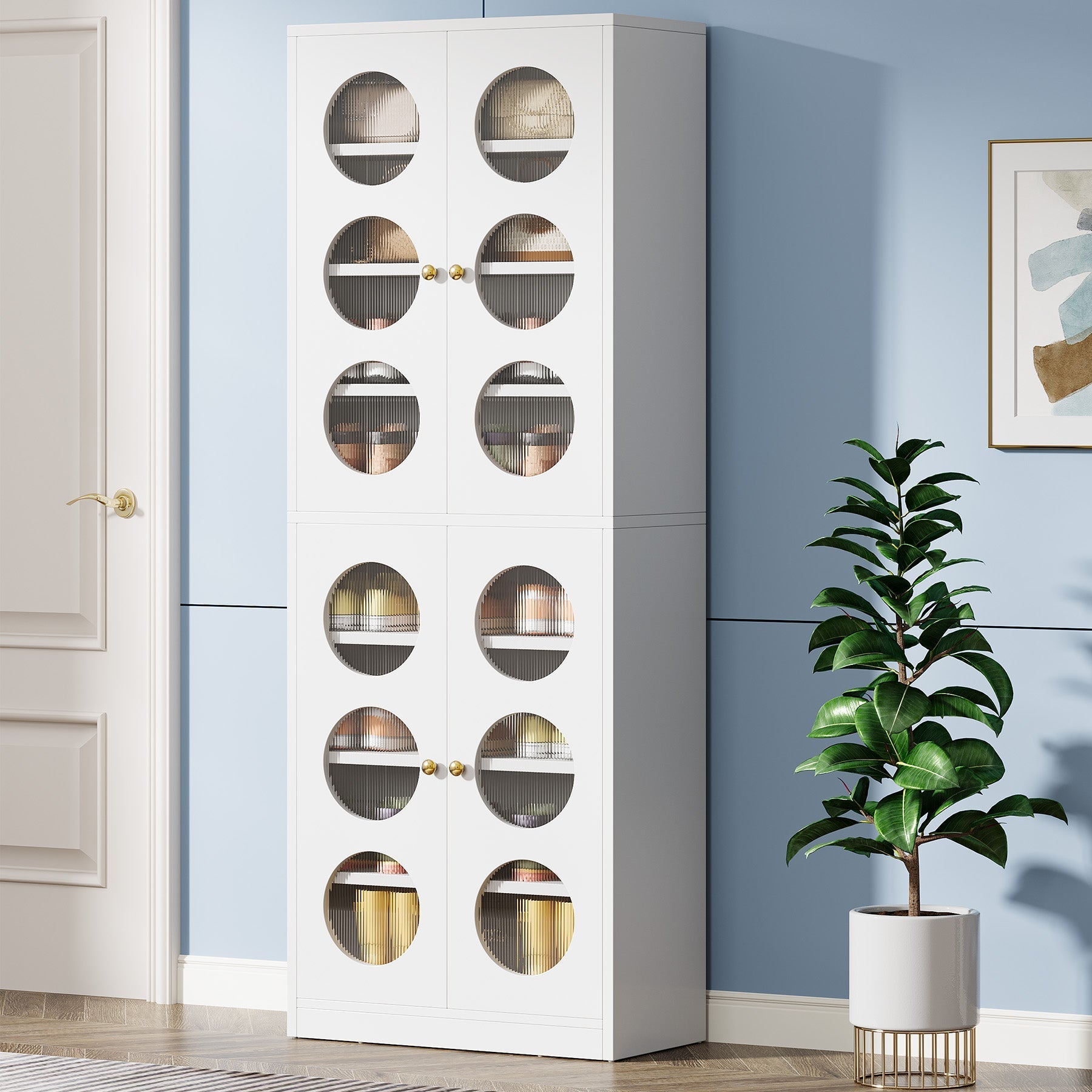 180 cm Shoe Cabinet, 8-Tier Shoe Organizer with Doors