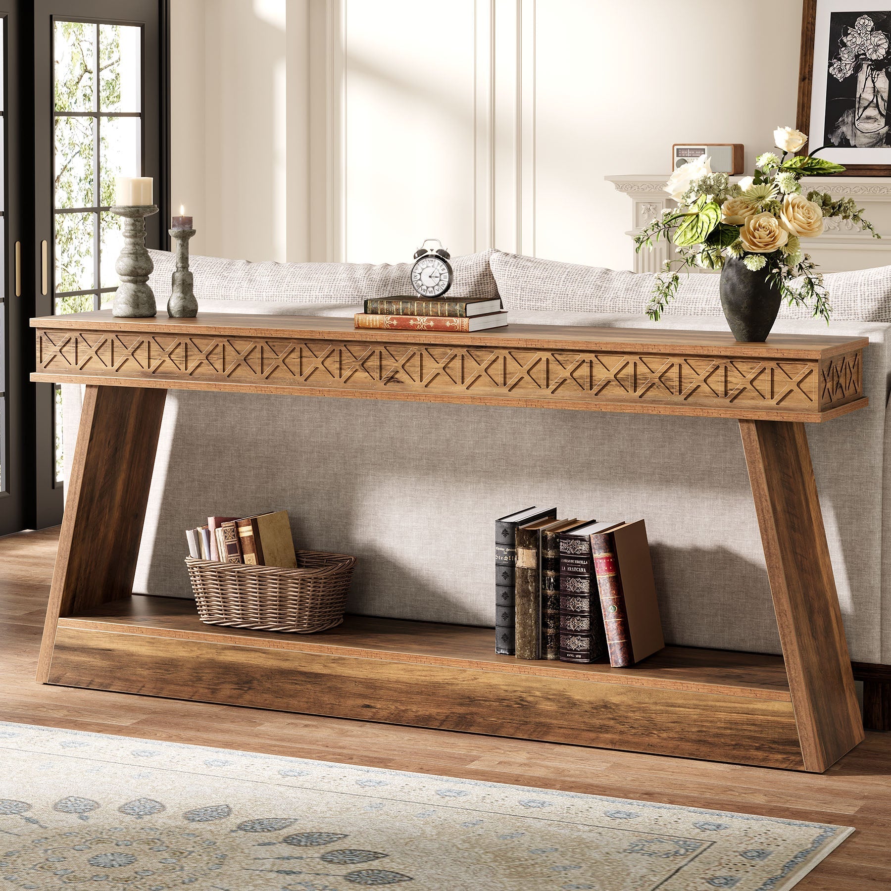 180 cm Sofa Table, Farmhouse Console Table Entryway Table with Storage