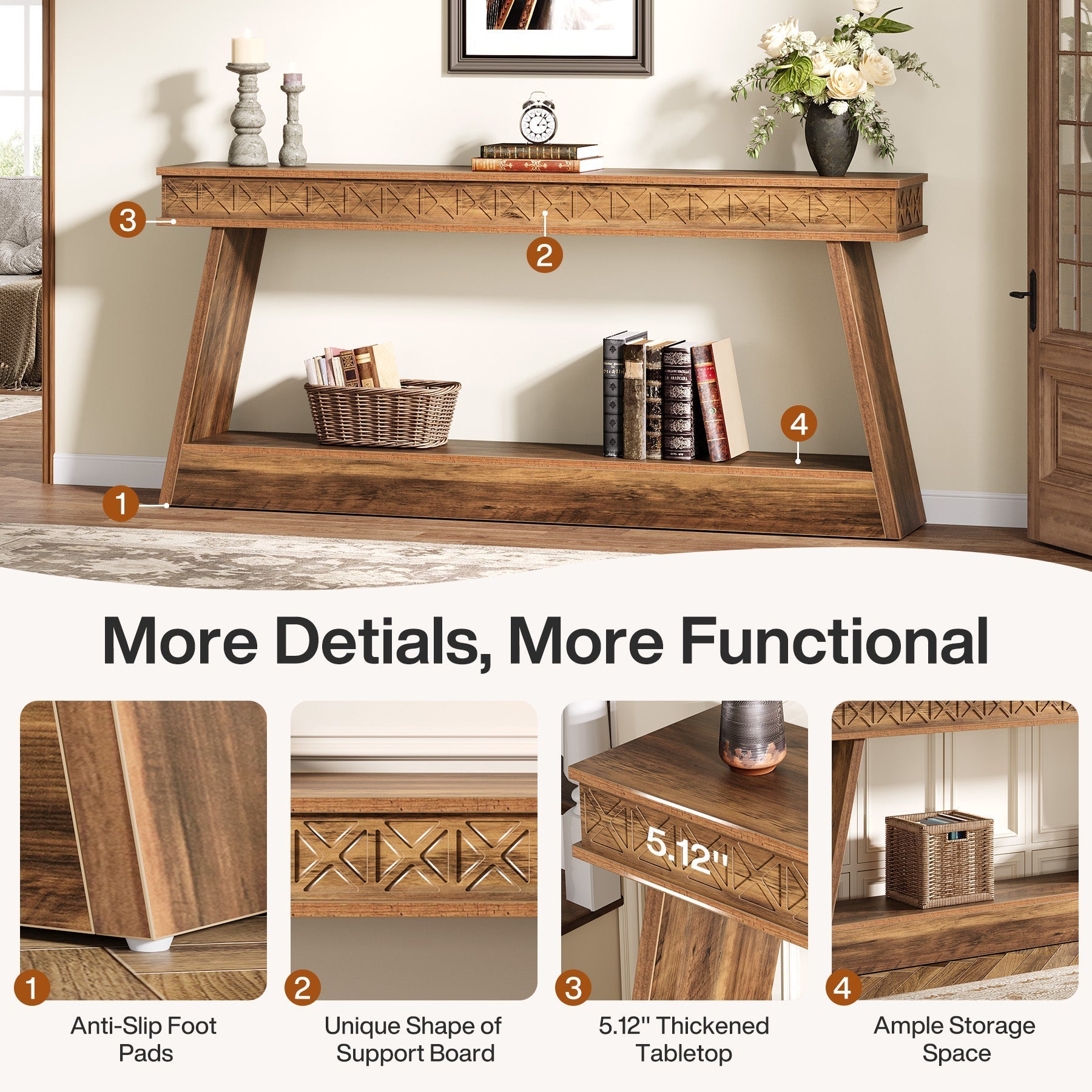 180 cm Sofa Table, Farmhouse Console Table Entryway Table with Storage