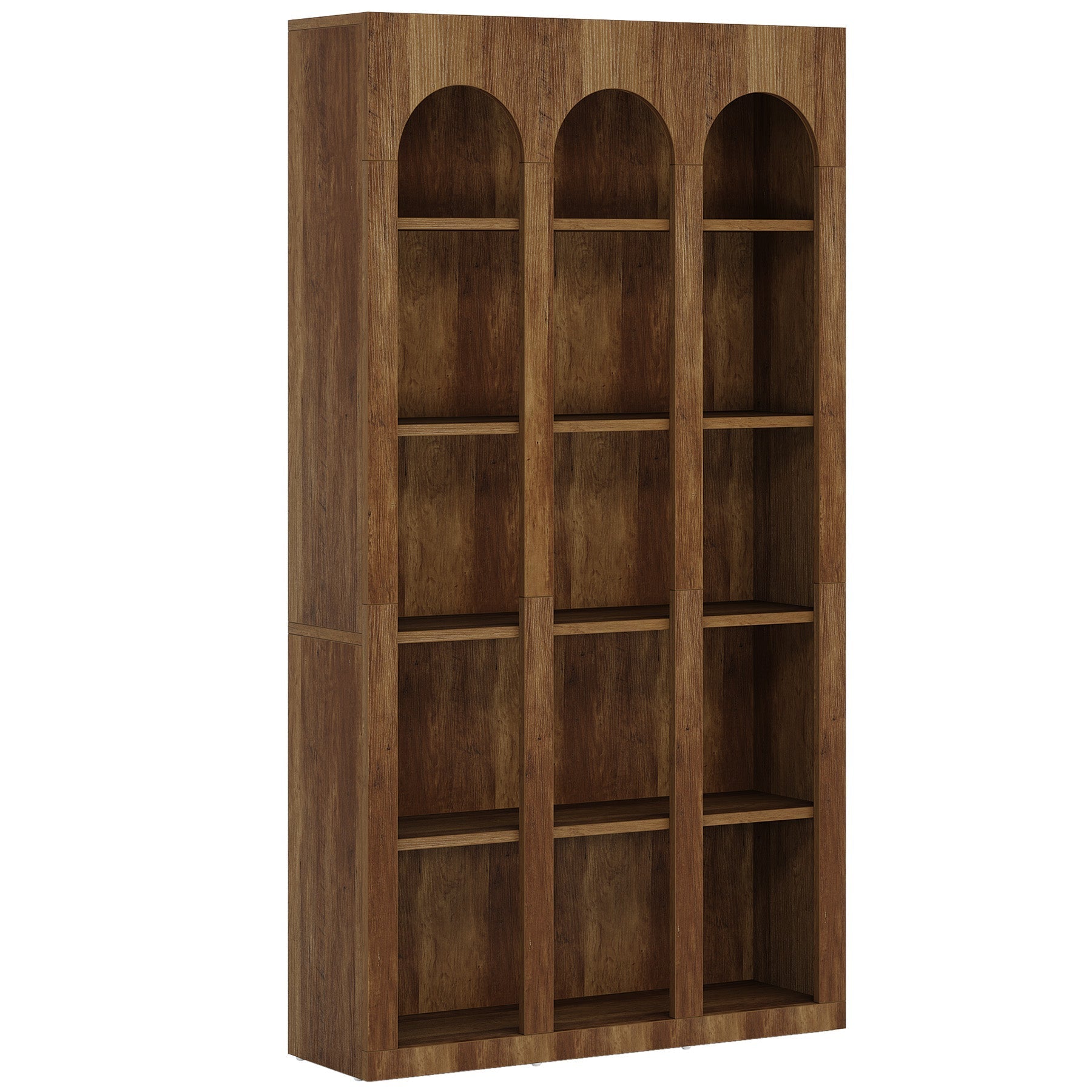 180 cm Wood Bookshelf, 5-Tier Rustic Bookcase Display Storage Shelving Unit