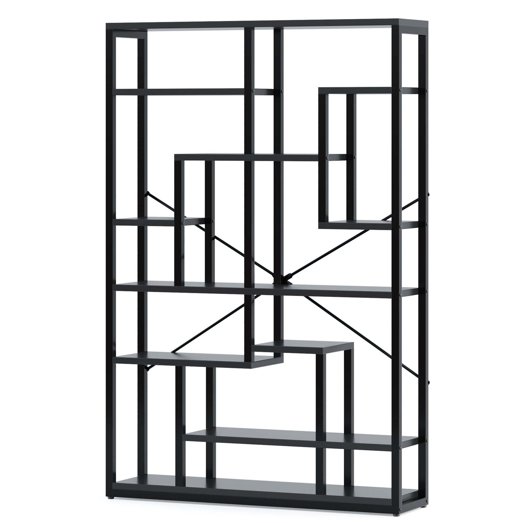 180 cm Bookshelf, Black Standing Shelf Bookcase Storage Rack