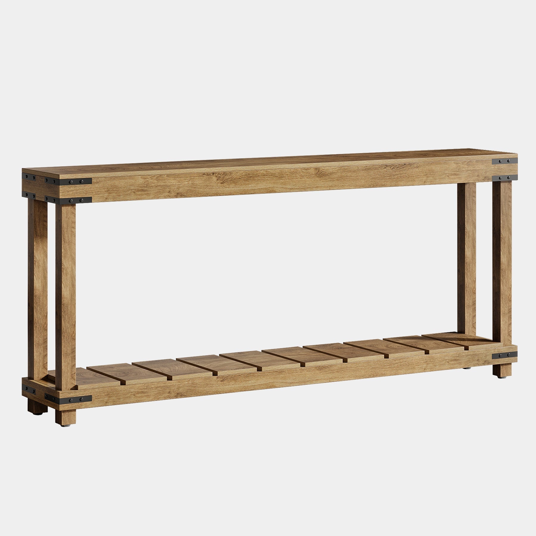 180 cm Console Table, 2-Tier Entryway Table Sofa Table with Storage Shelves