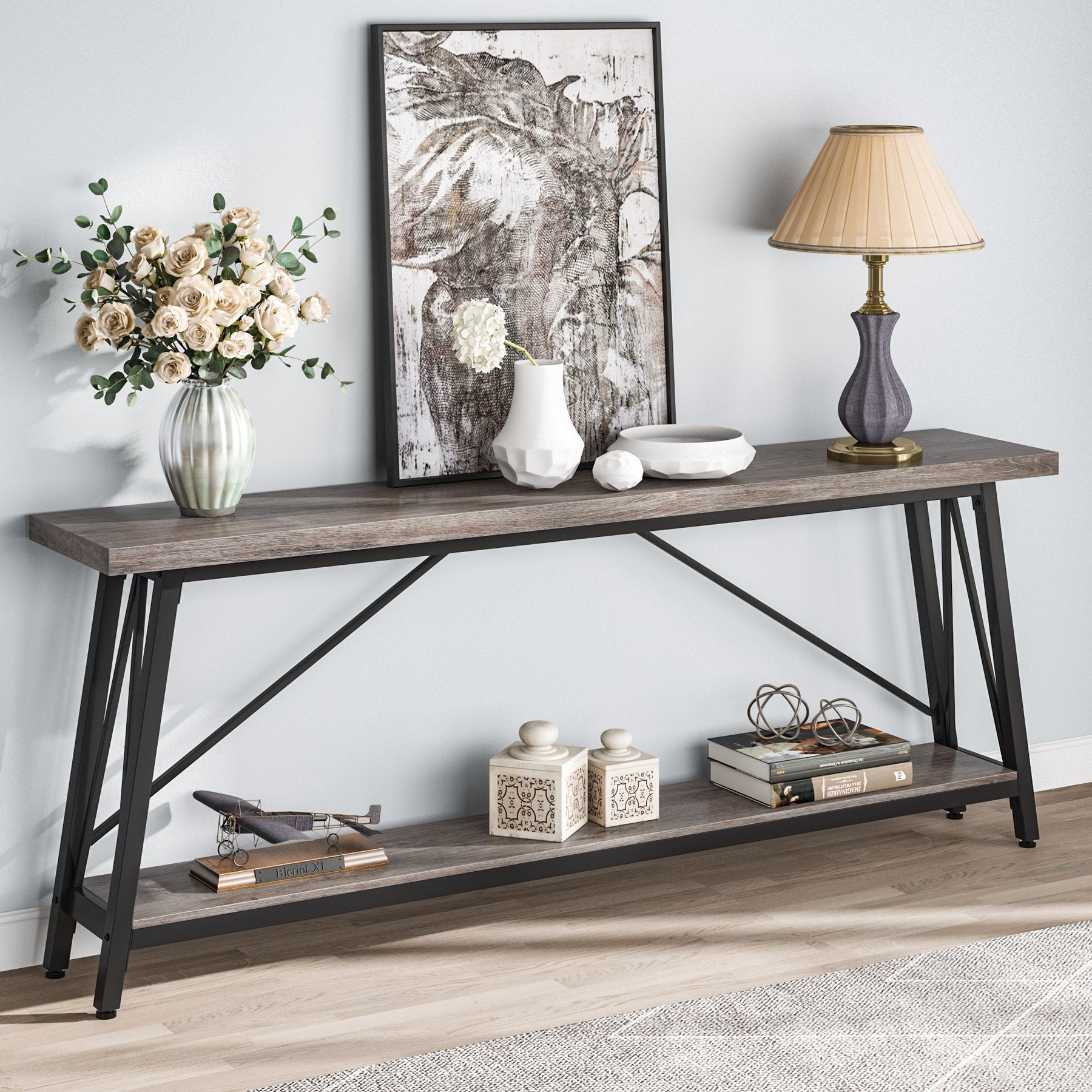 180 cm Console Table, Extra Long Sofa Table Behind Couch