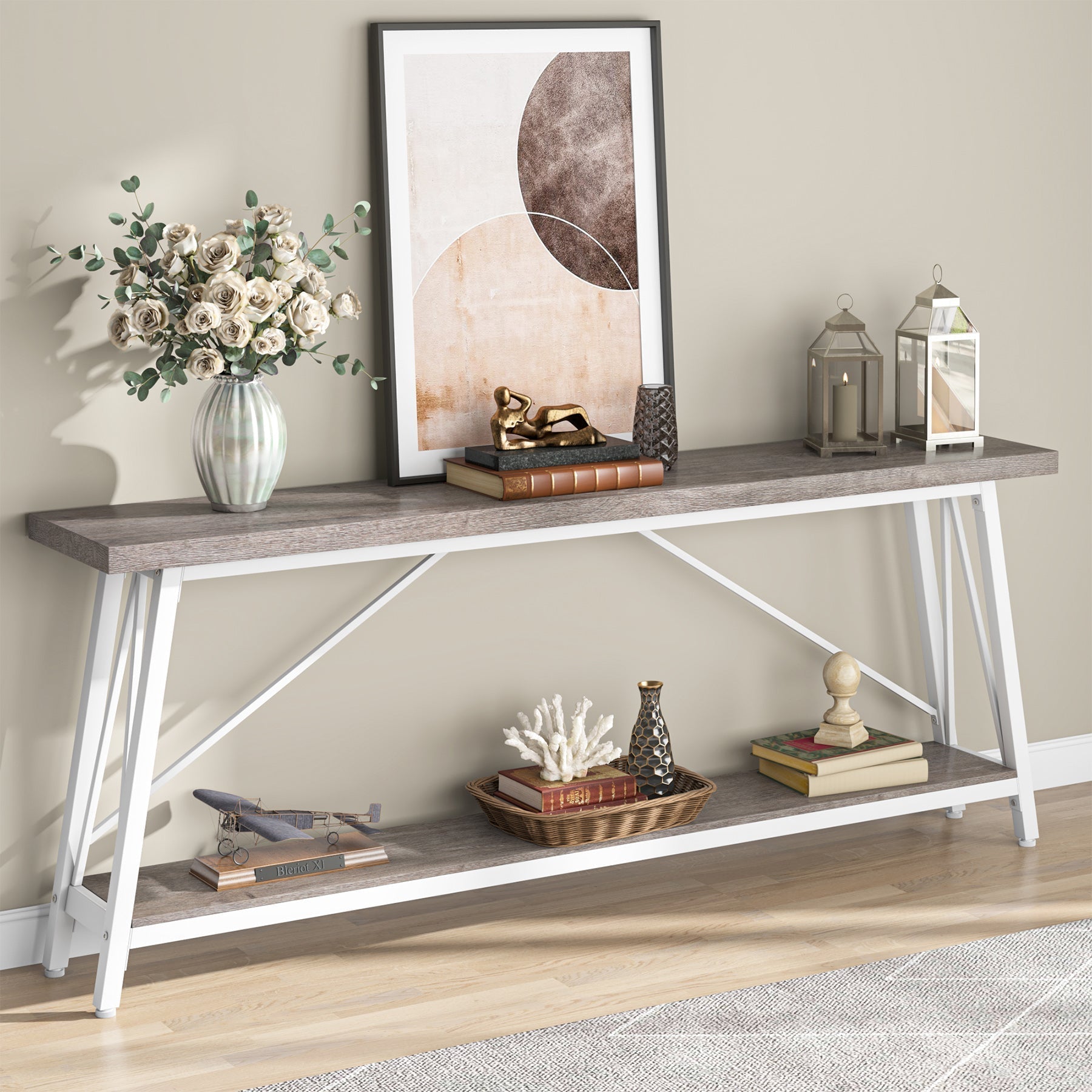 180 cm Console Table, Extra Long Sofa Table Behind Couch