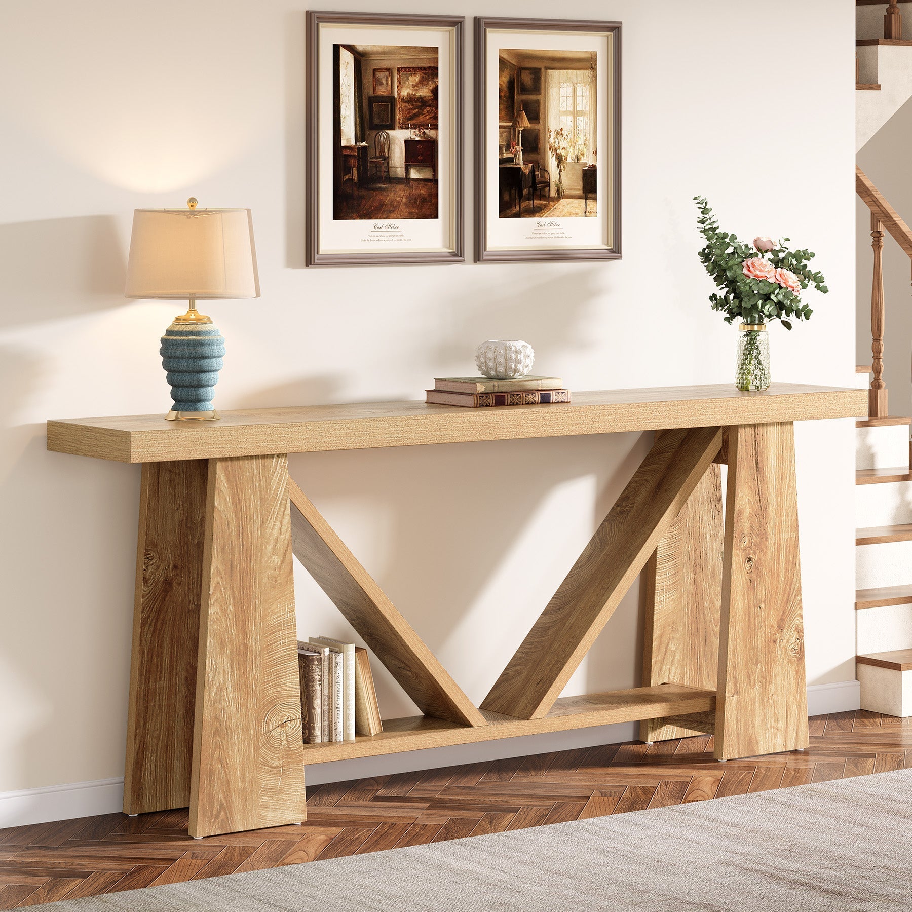 180 cm Console Table, Farmhouse Entryway Table Sofa Table