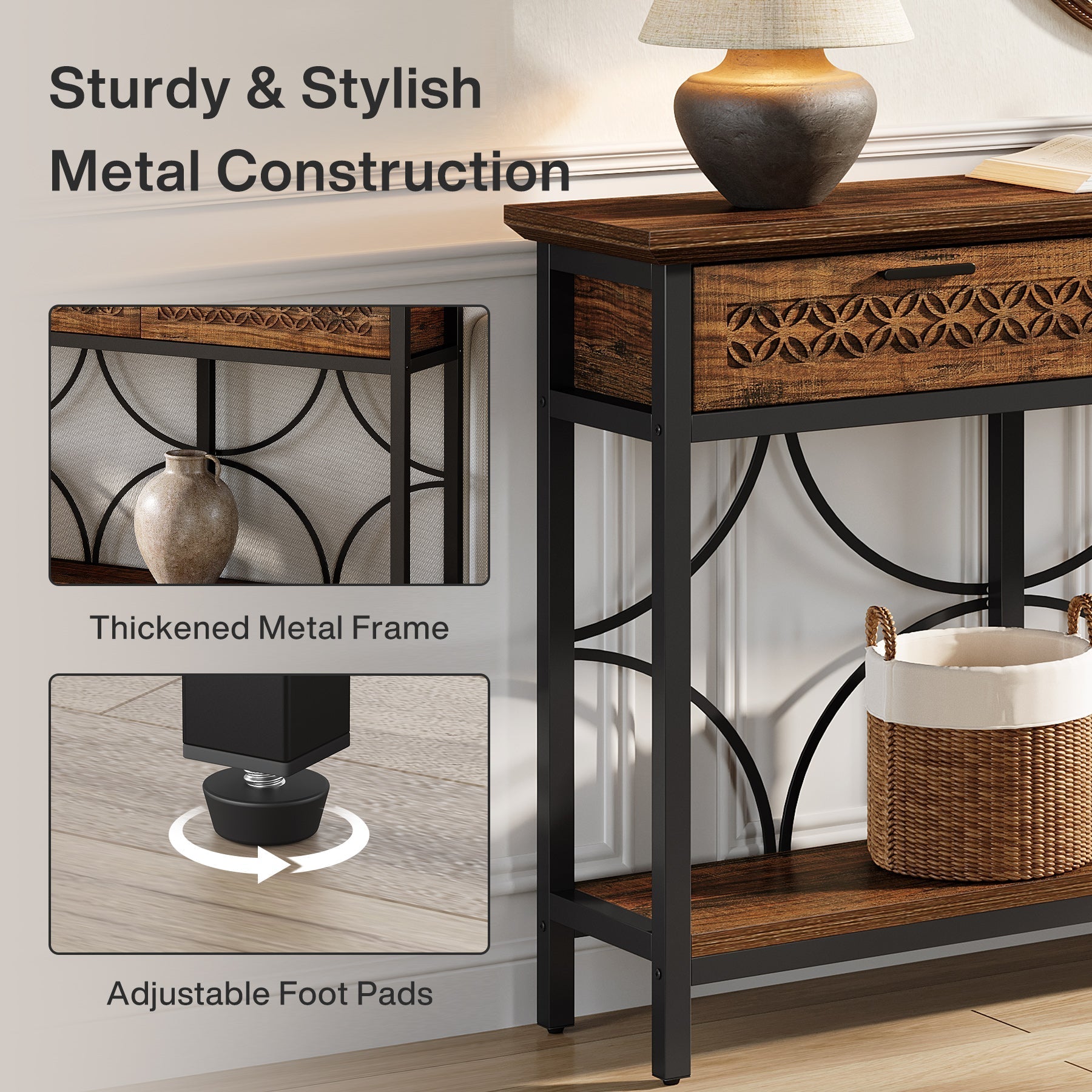 180 cm Console Table, Long Entryway Table Accent Table with Storage Drawers