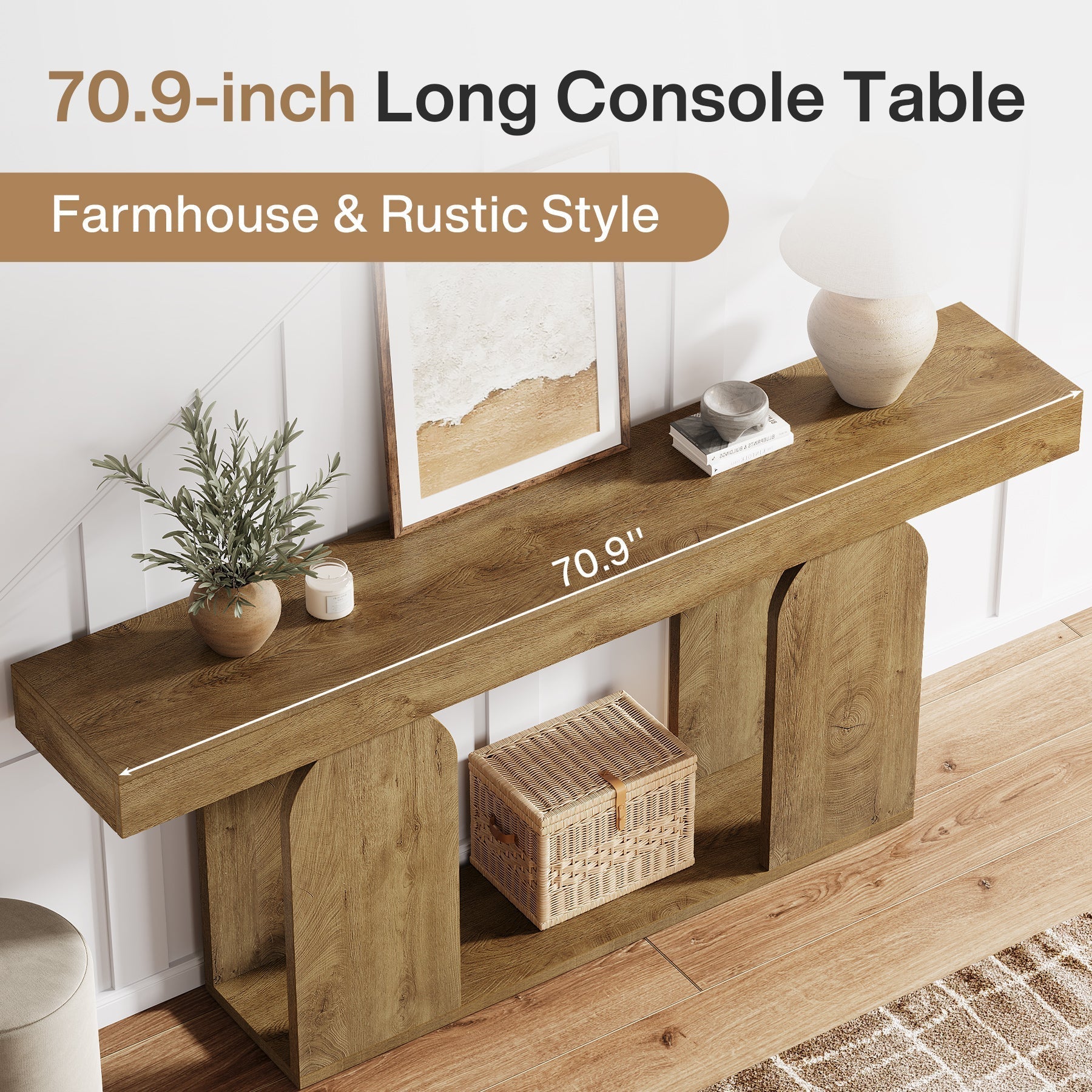 180 cm Console Table, Rustic Sofa Table Hallway Table