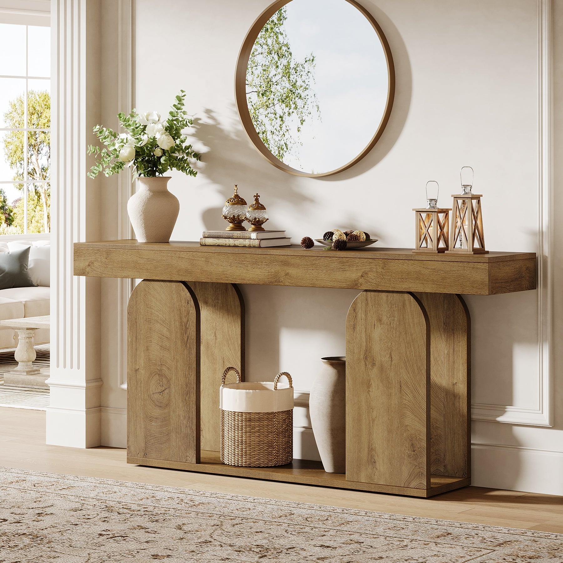 180 cm Console Table, Rustic Sofa Table Hallway Table