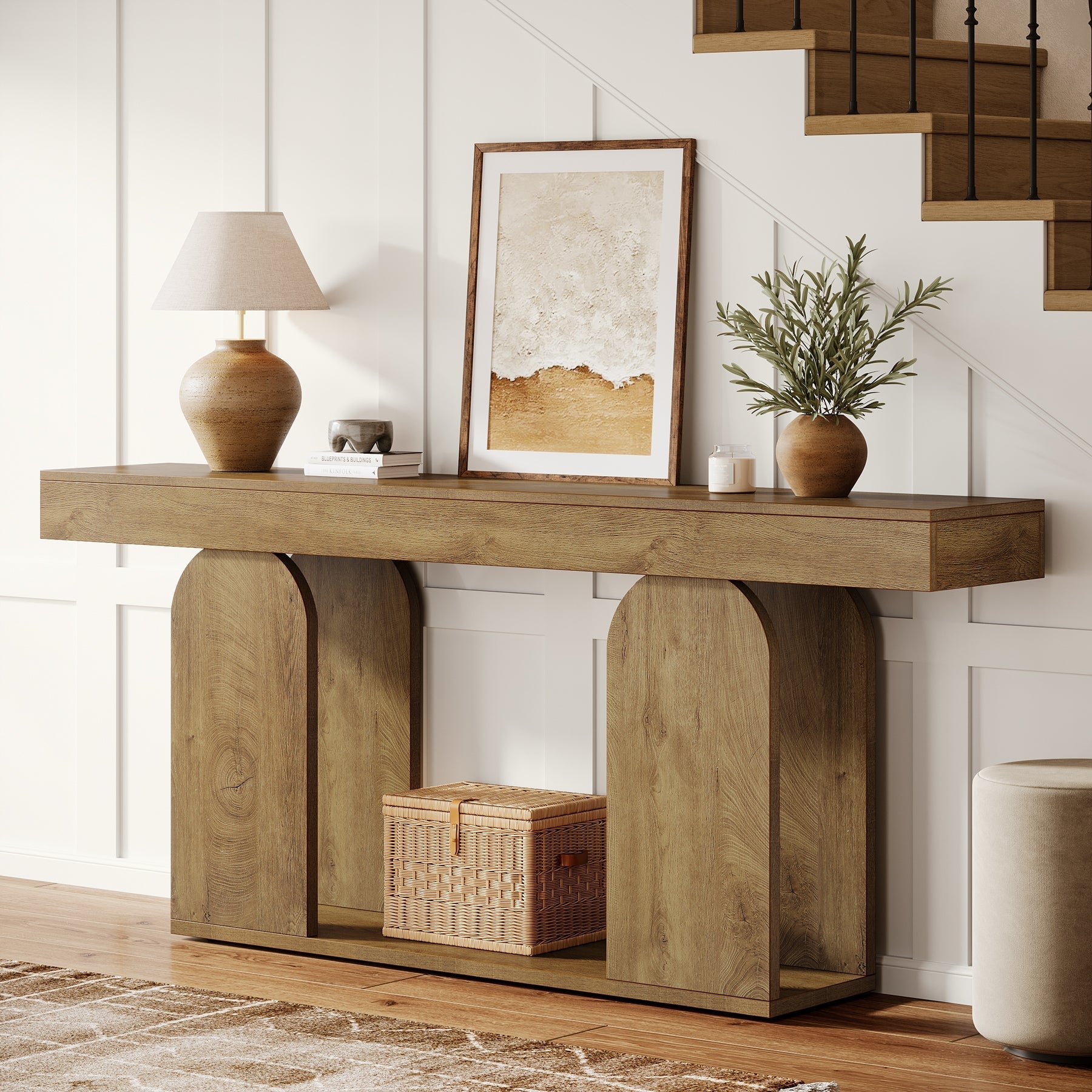 180 cm Console Table, Rustic Sofa Table Hallway Table